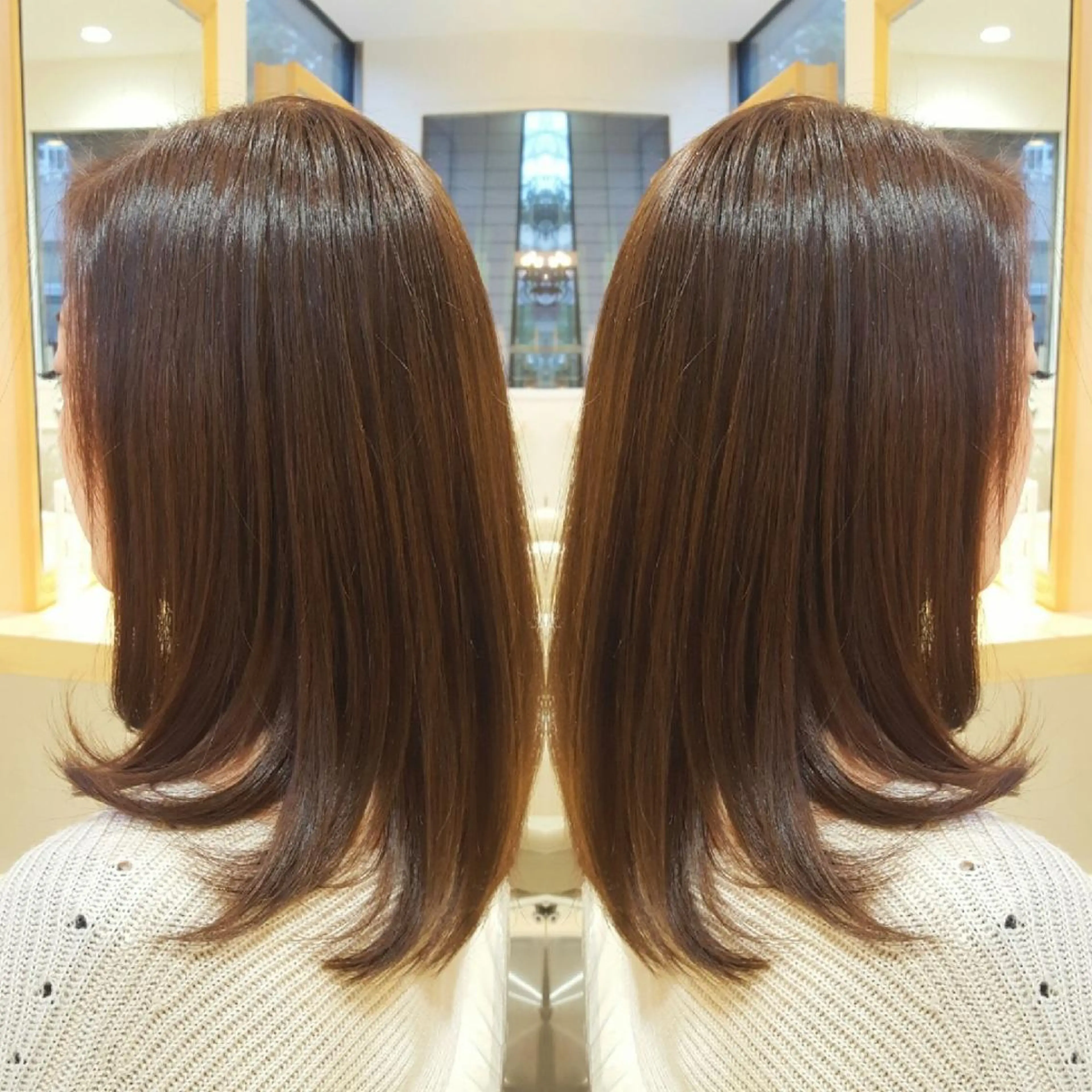 セミロング パーマ 縮毛矯正 トリートメント 美髪⭐︎髪質改善 井上 康司のヘアスタイル