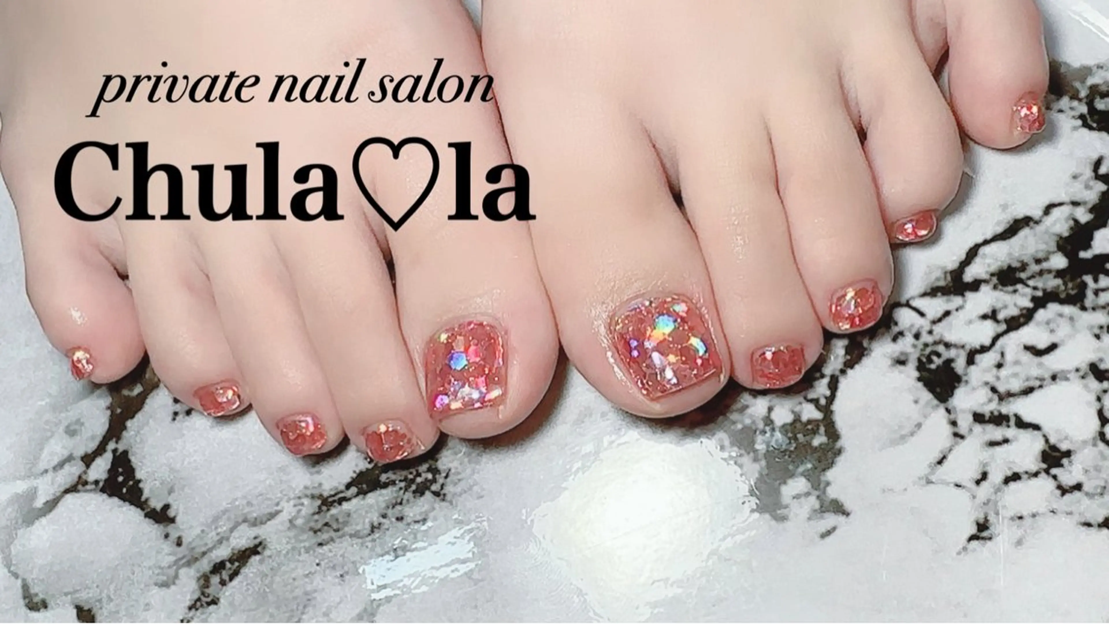 ネイル ラメ(グリッター) フットネイル Chula♡la 豊見城市高安のネイルデザイン