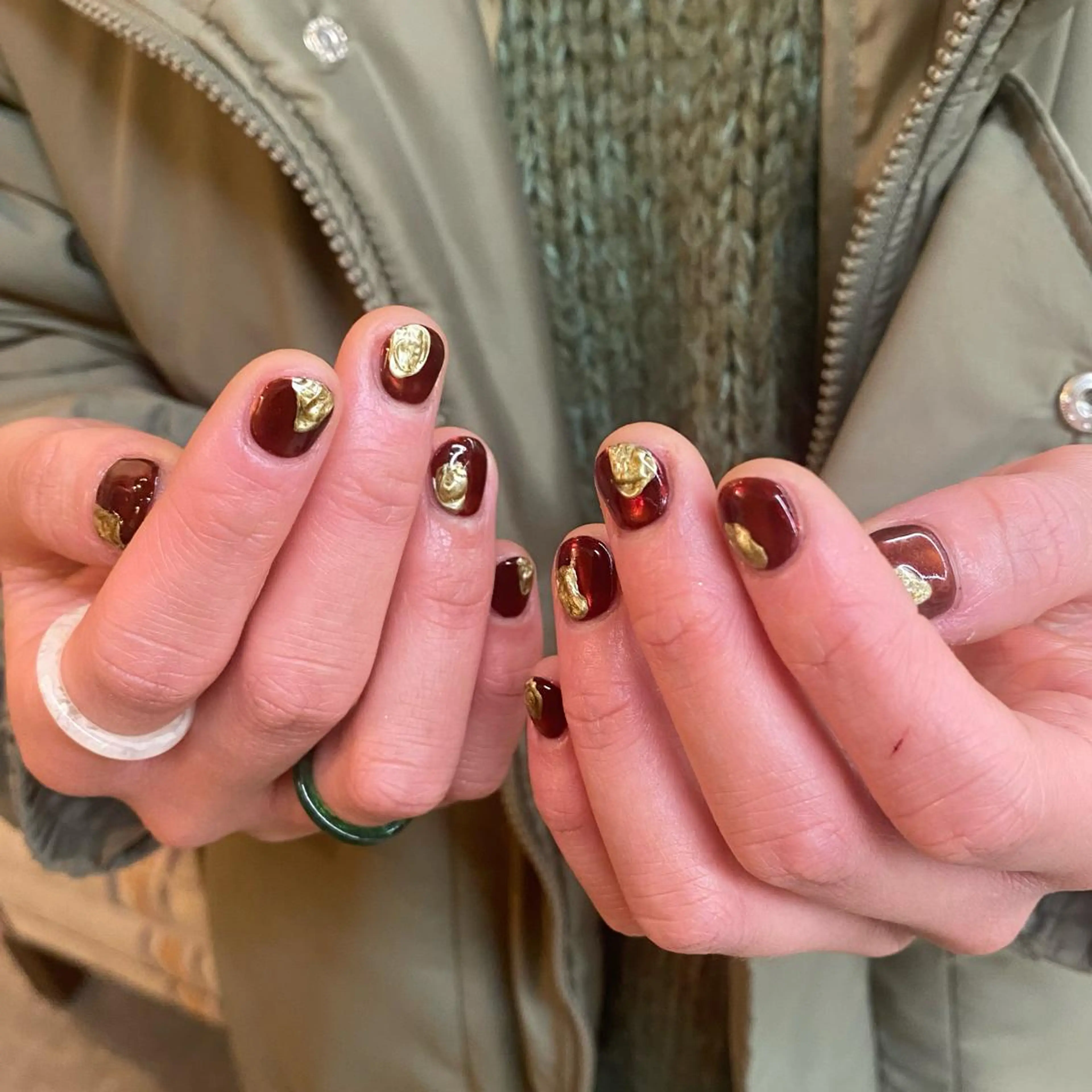 ネイル ボルドー ハンドネイル nable.所属・望月 実莉のネイルデザイン