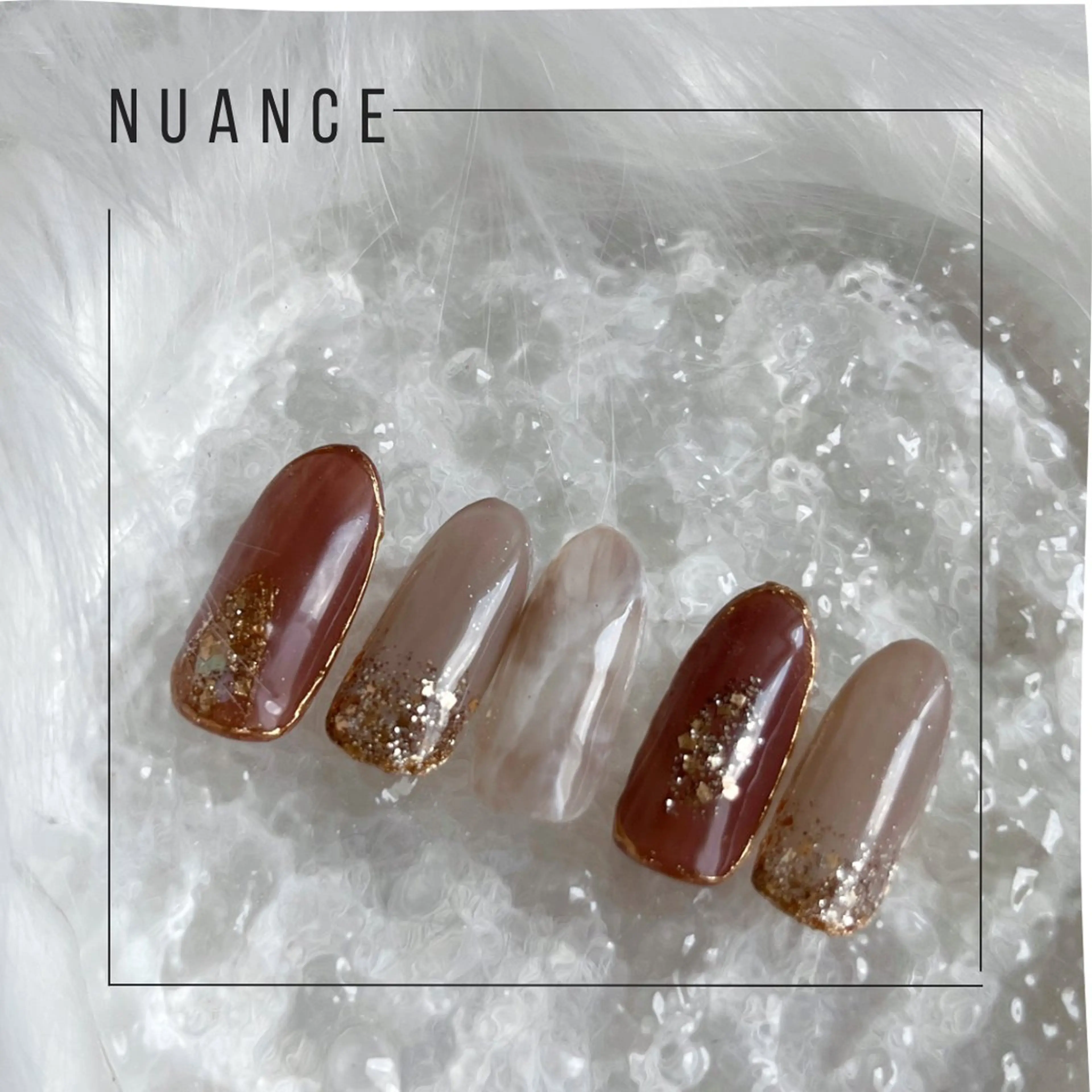 ネイル ブラウン ニュアンスネイル ピンク ハンドネイル nail salon epeのネイルデザイン