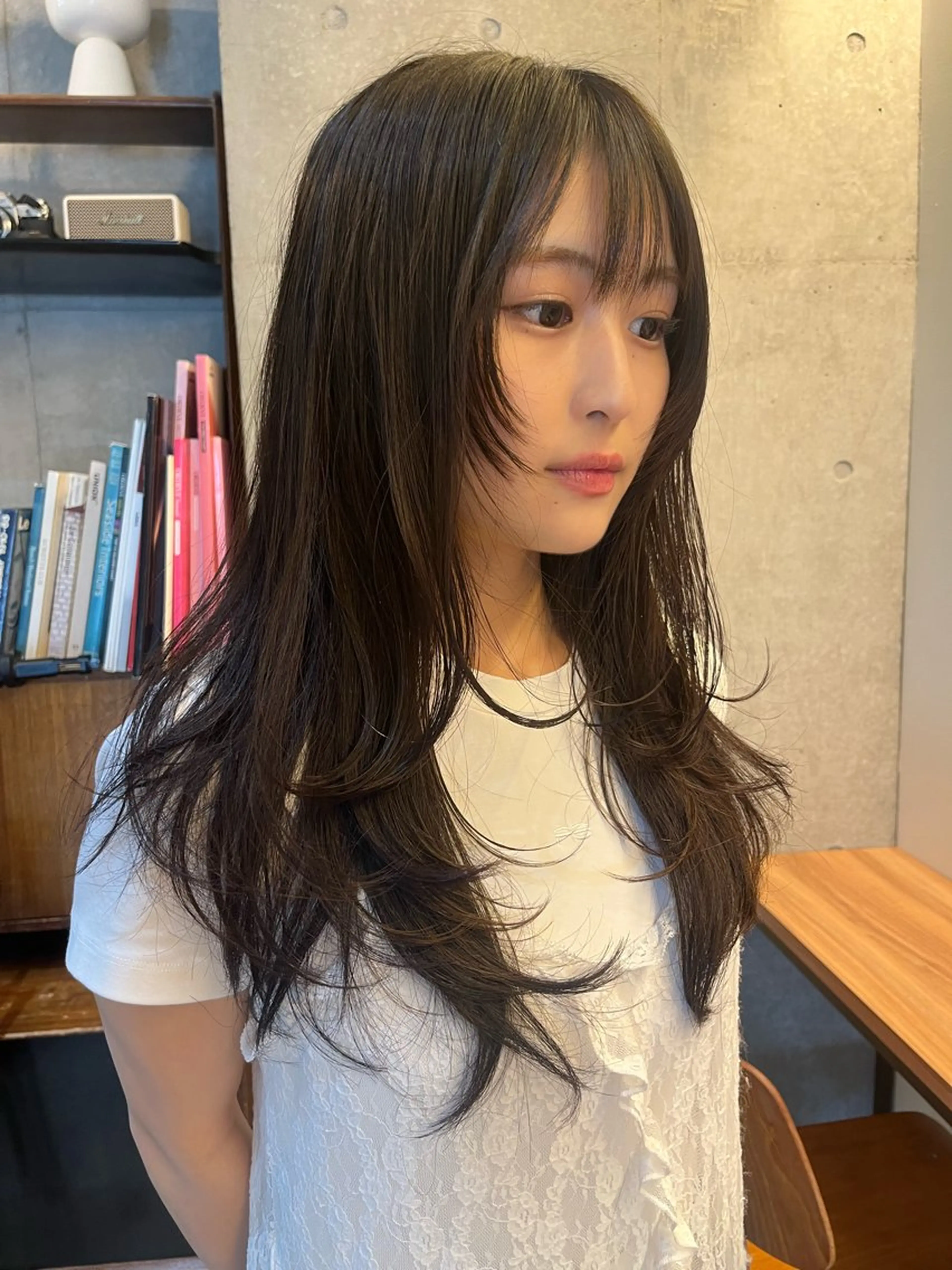 ロング ボブ 顔まわりレイヤー ハイレイヤー 韓国風ヘア レイヤーカット カット ヘアカラー レイヤーカット/ウル フ　chinatsuのヘアスタイル