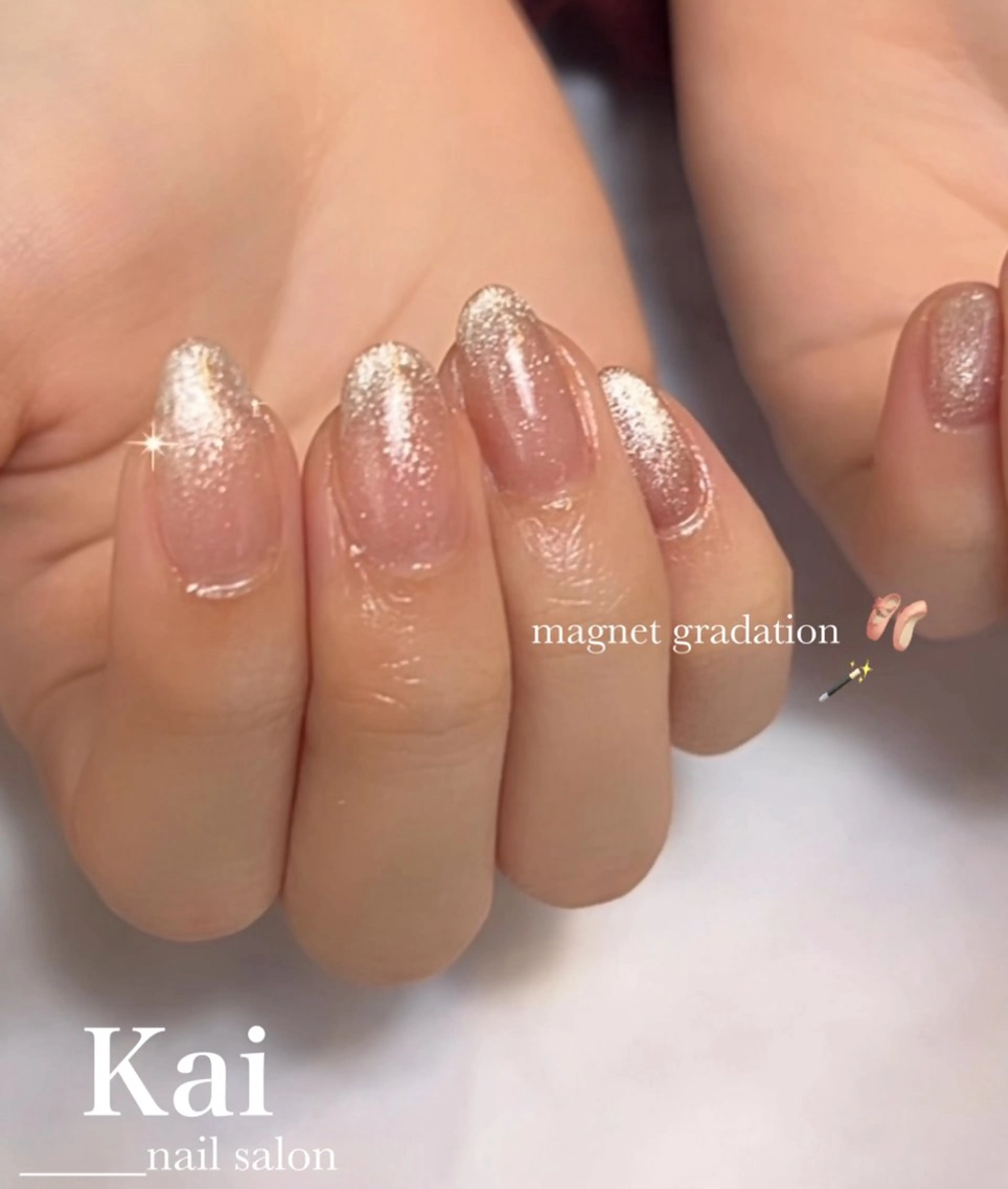 ネイル 成人式 フレンチネイル グラデーション 韓国ネイル マグネットネイル ハンドネイル Kai  nail Mayukoのネイルデザイン