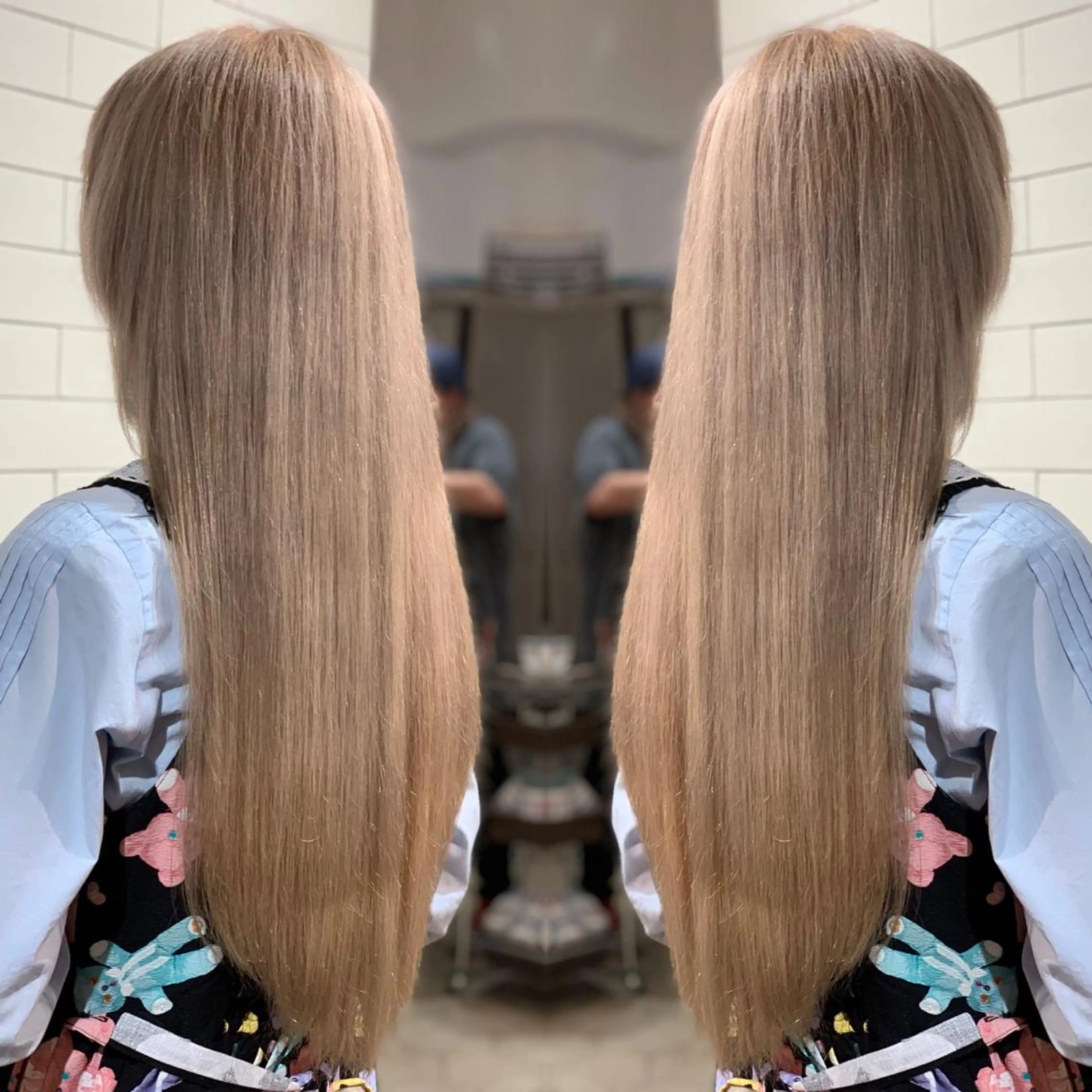 ロング カラー ヘアアレンジ 髪質改善×ハイトーン 中田啄也のヘアスタイル