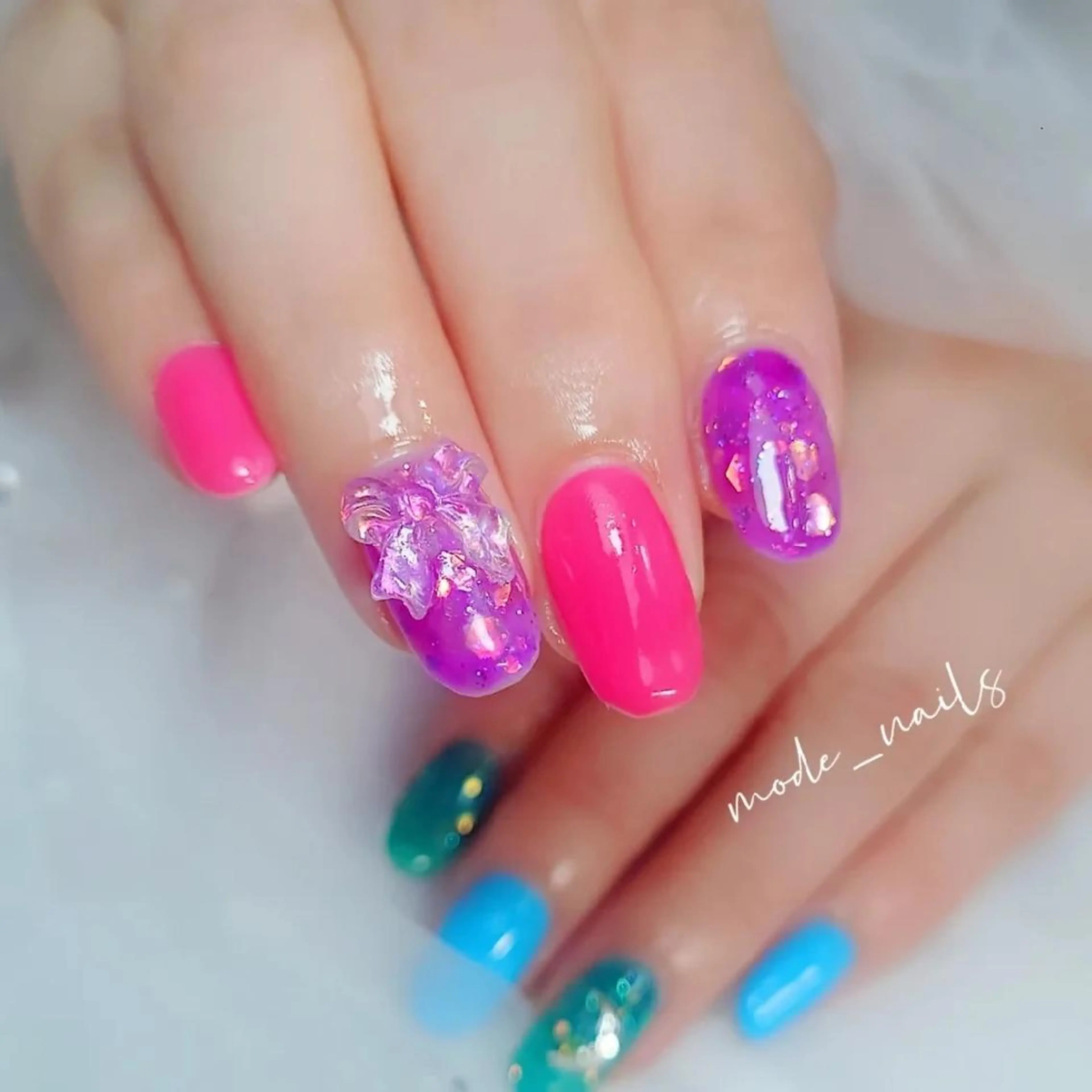 ネイル 持ち込み リボン 滋賀県草津市ネイル mode_nailsのネイルデザイン
