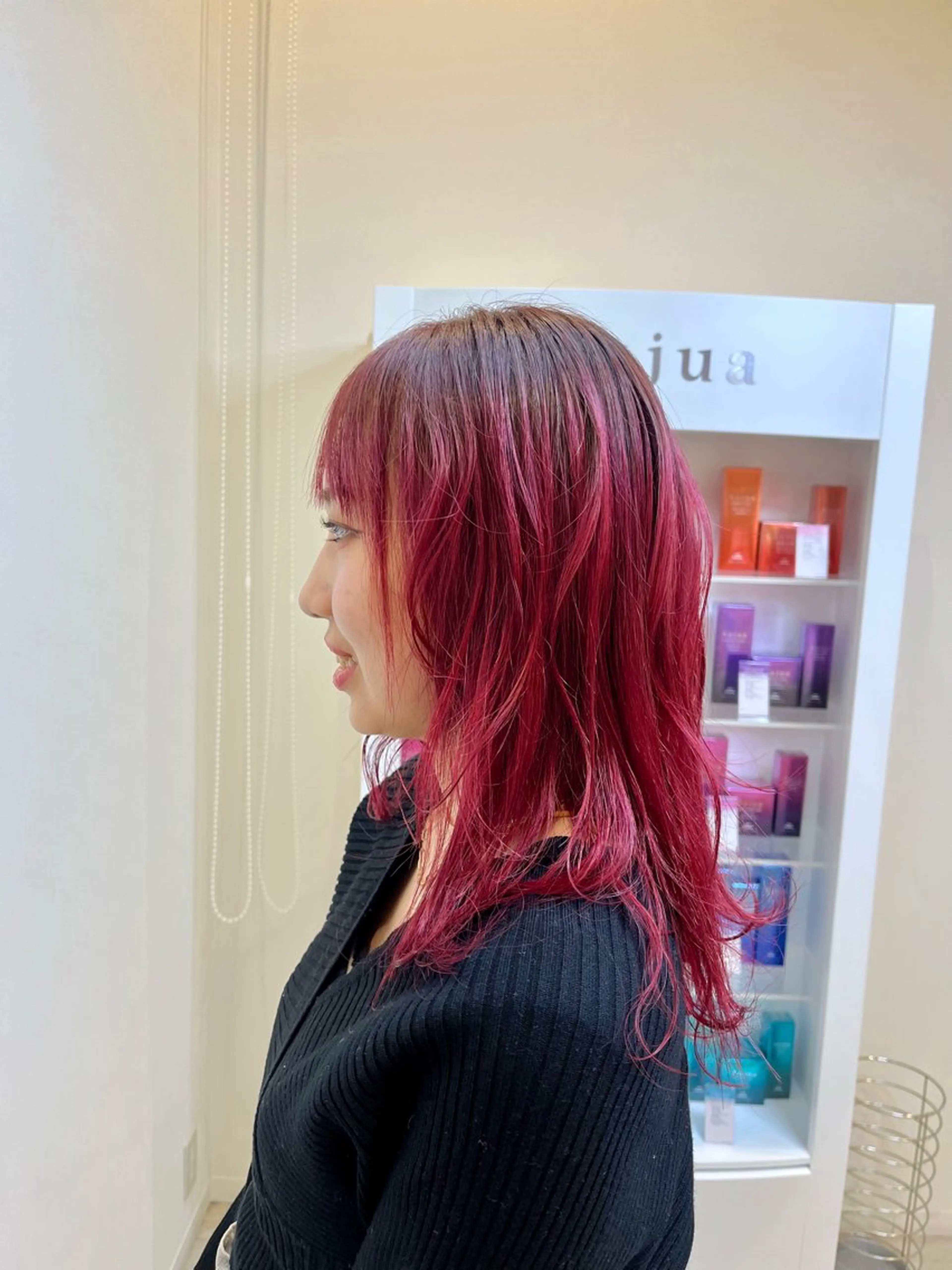 ロング カラー 牛尾 丈のヘアスタイル