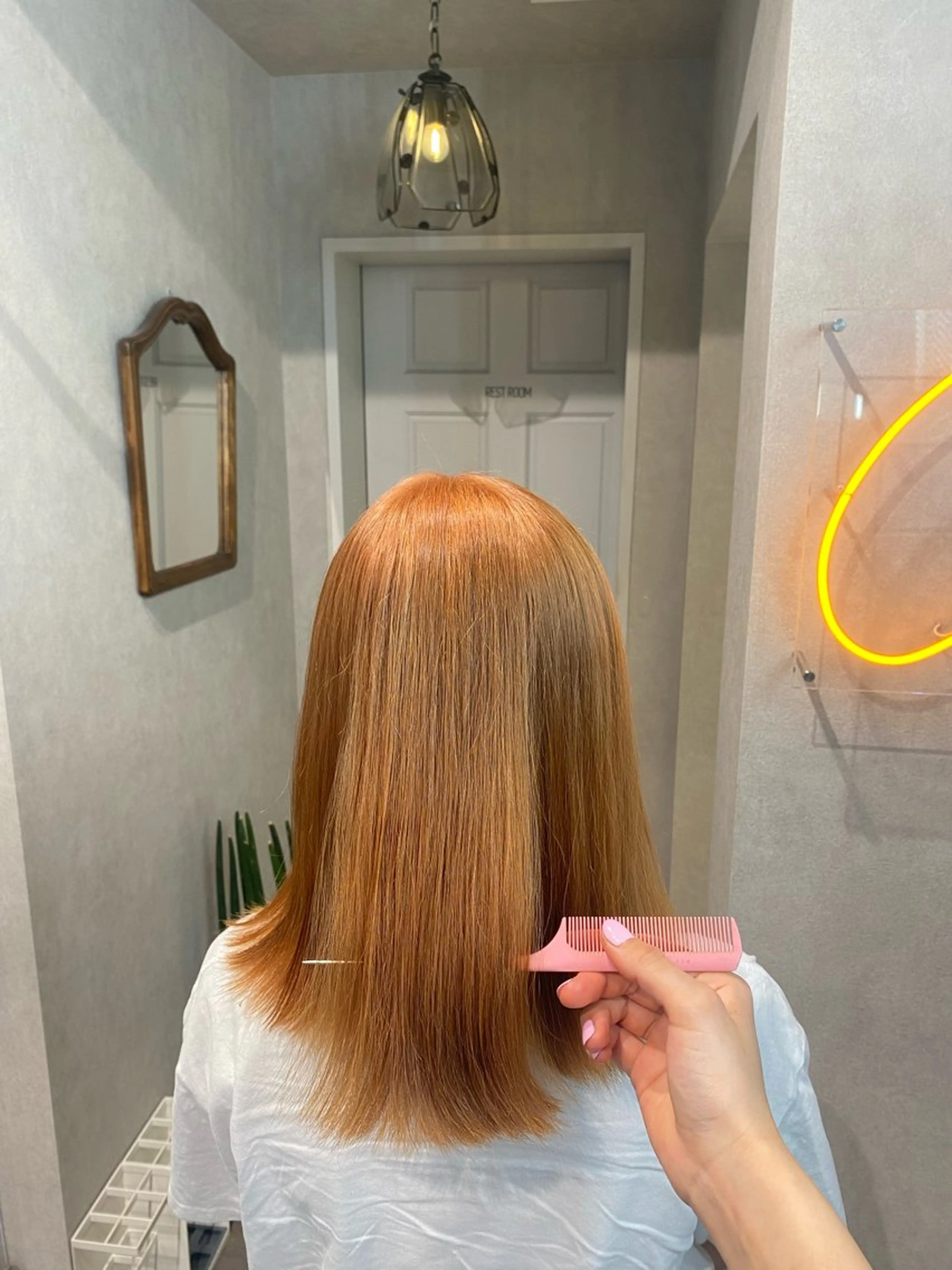 ミディアム カラー オレンジ ヘアカラー 透明感カラー💖 耳ツボ💎まりなのヘアスタイル