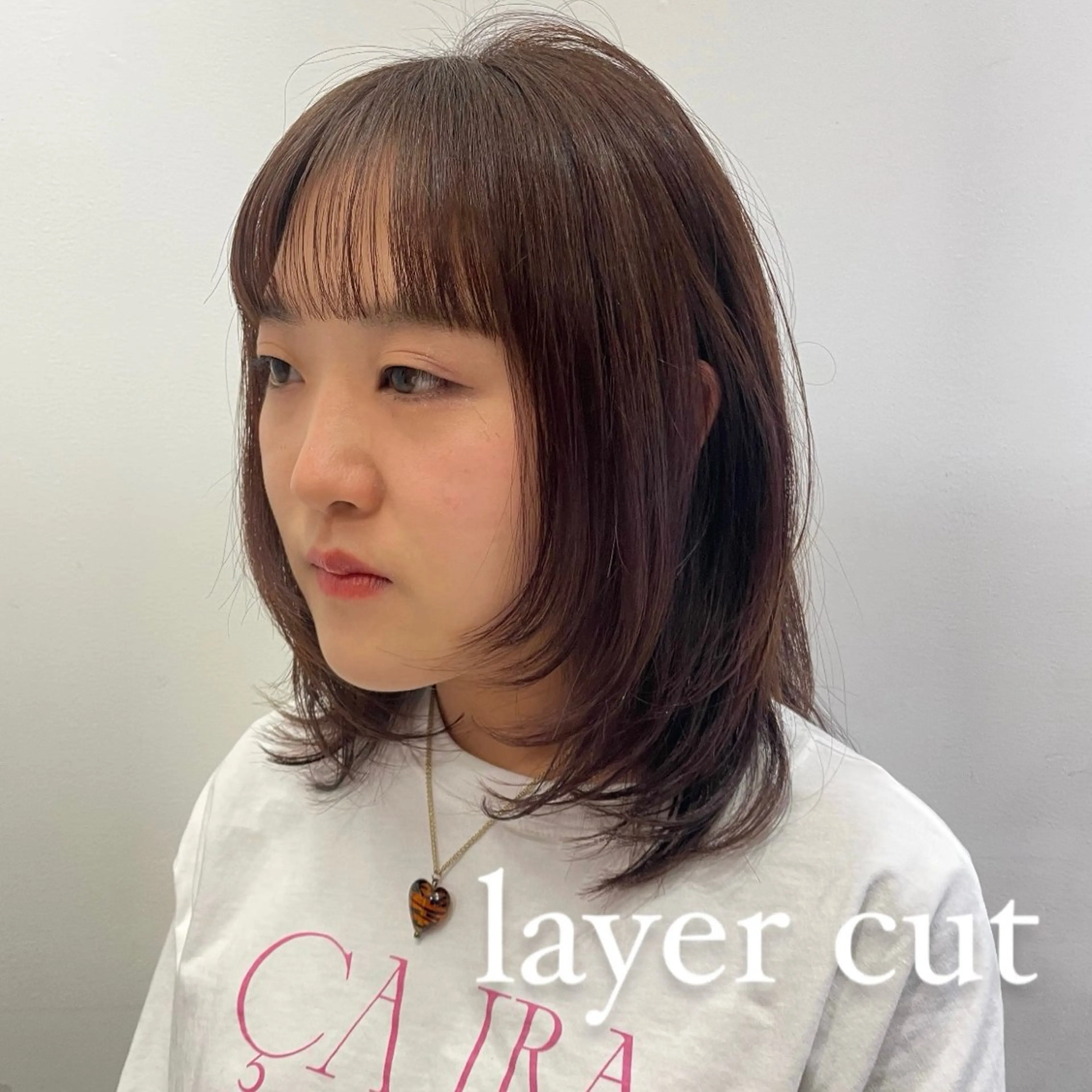 ミディアム カラー ブラウンカラー ピンクカラー ピンクブラウン 顔まわりレイヤー 顔周りカット カット ヘアセット ボブパーマ ♡ヨシカワハナコのヘアスタイル