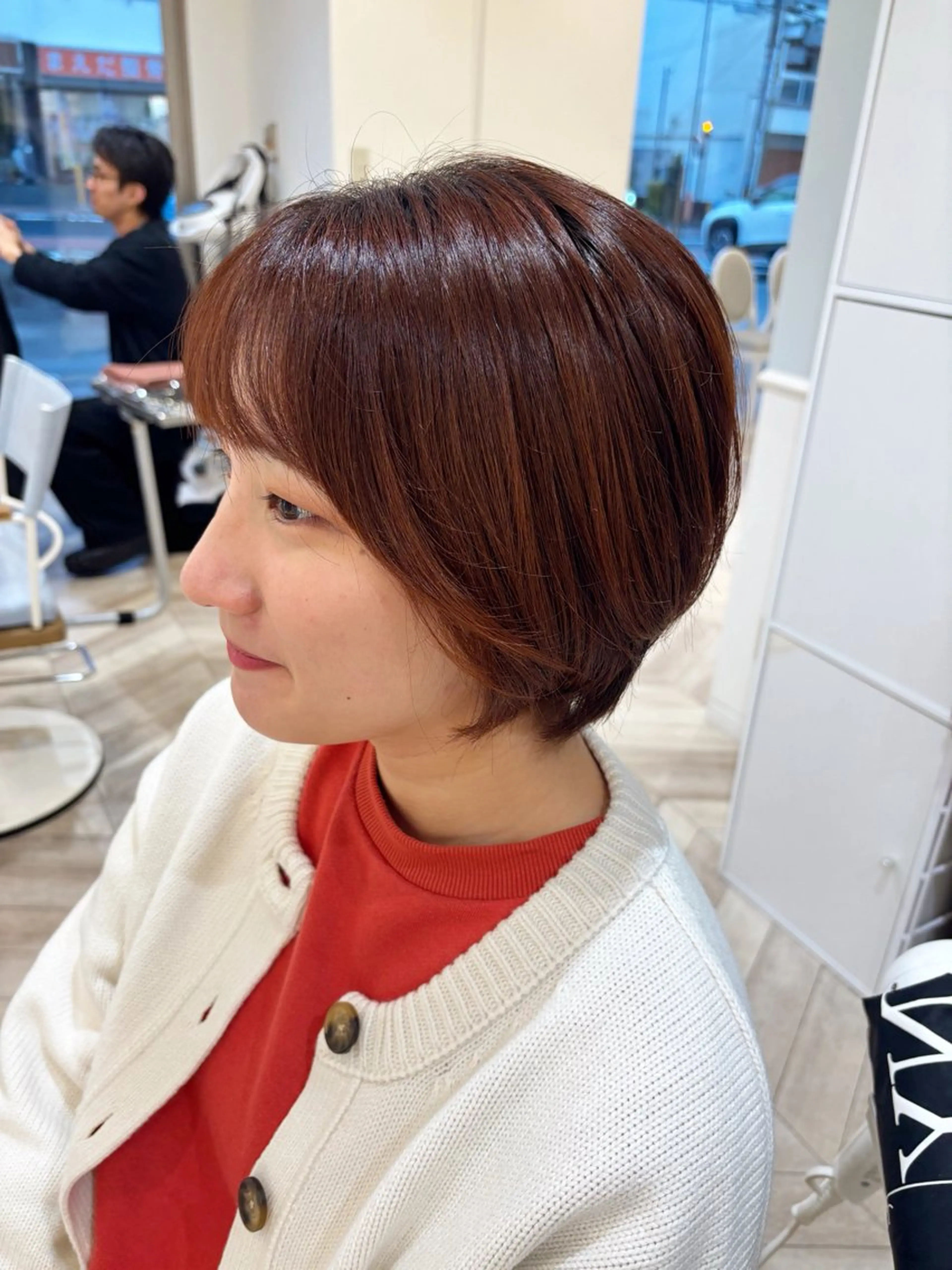 ショート カラー ショートボブ オレンジ ボブ ショートヘア ヘアカラー 💐レイヤー/透明感 カラー💐智口彩香のヘアスタイル