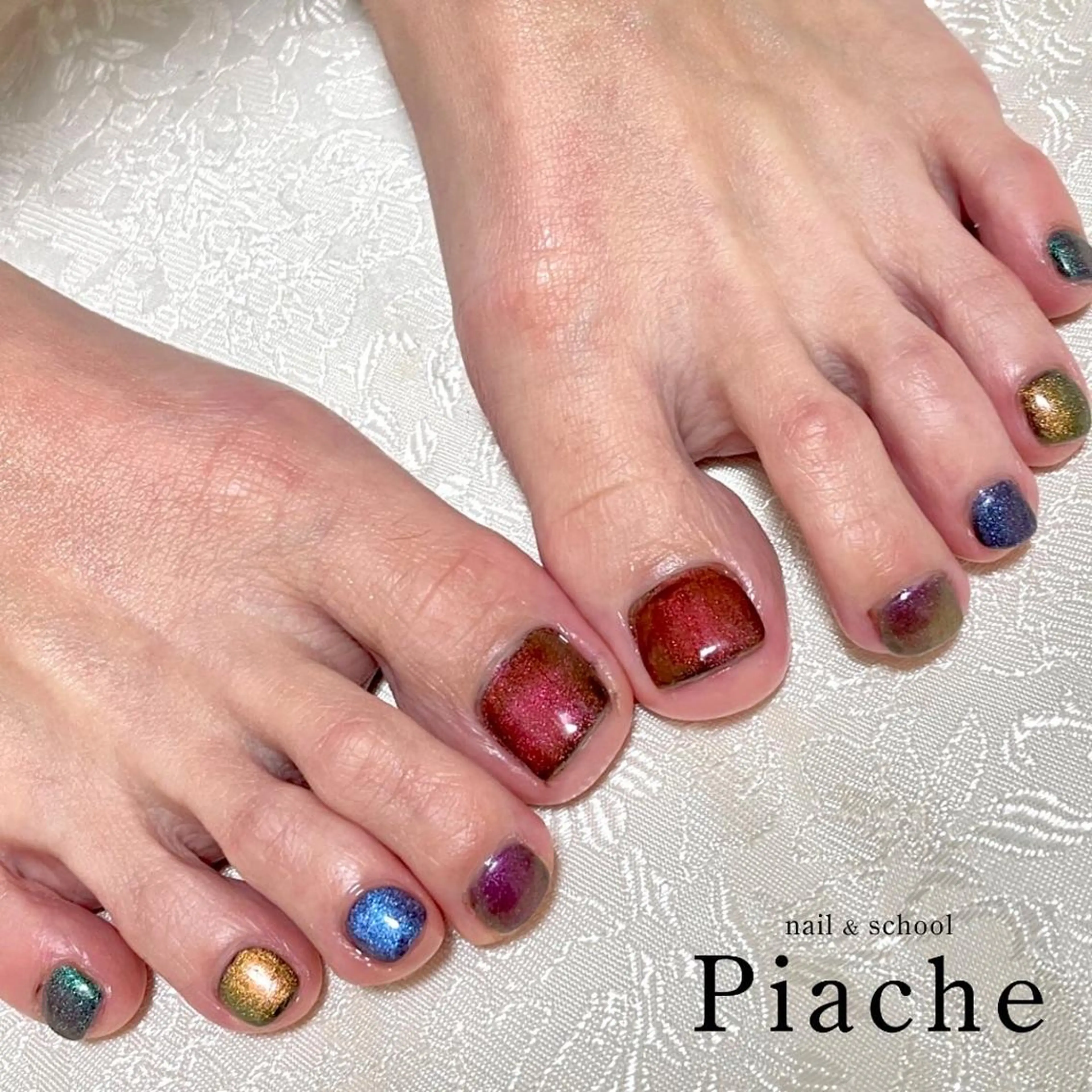 ネイル フットネイル ジェルネイル マグネットネイル Piache ジュニアネイリストのネイルデザイン