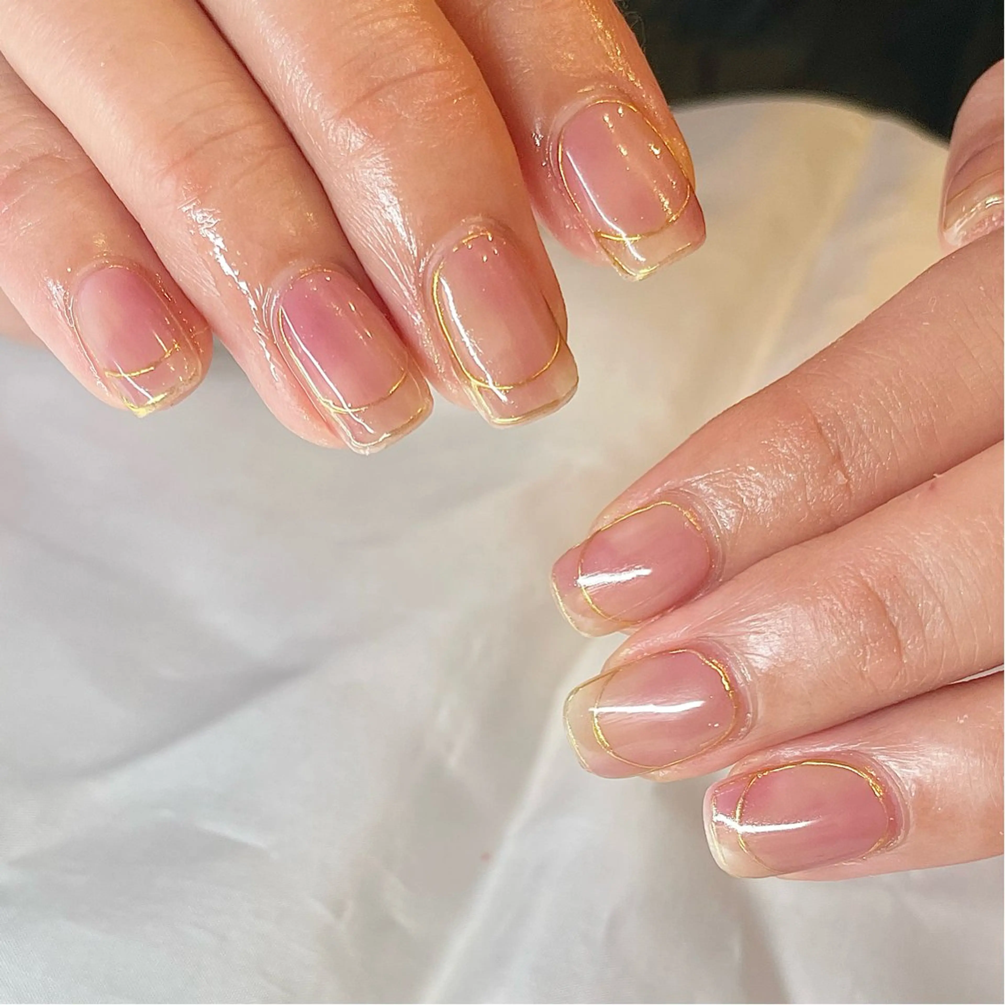 メンズ ネイル フレンチネイル ミラーネイル ピンク ピンクベージュ nail&eye Aoのマツエク・マツパデザイン