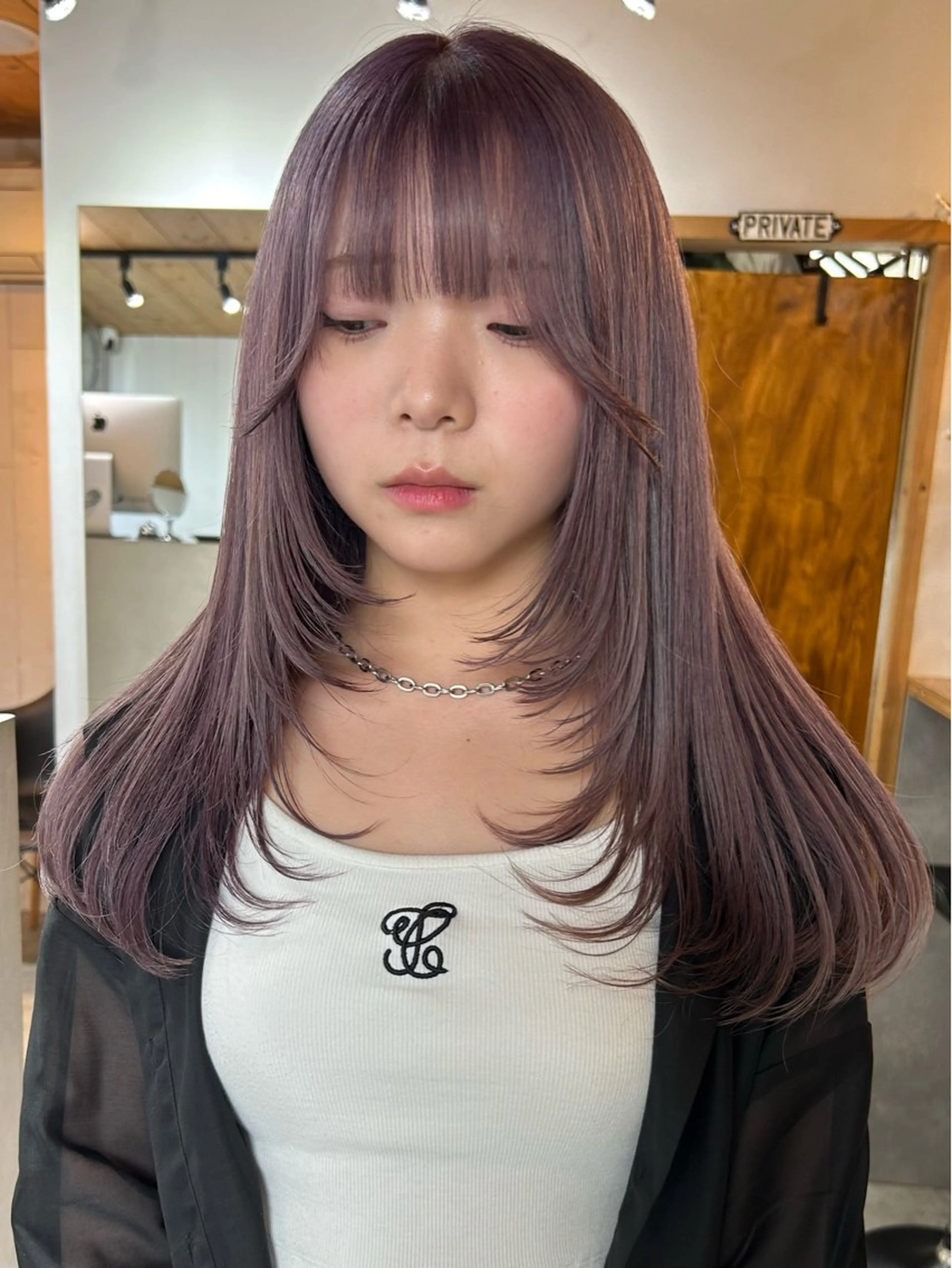 セミロング カラー レイヤーカット カット ヘアカラー トリートメント 🧸艶々韓国ヘア 🧁mizunaのヘアスタイル