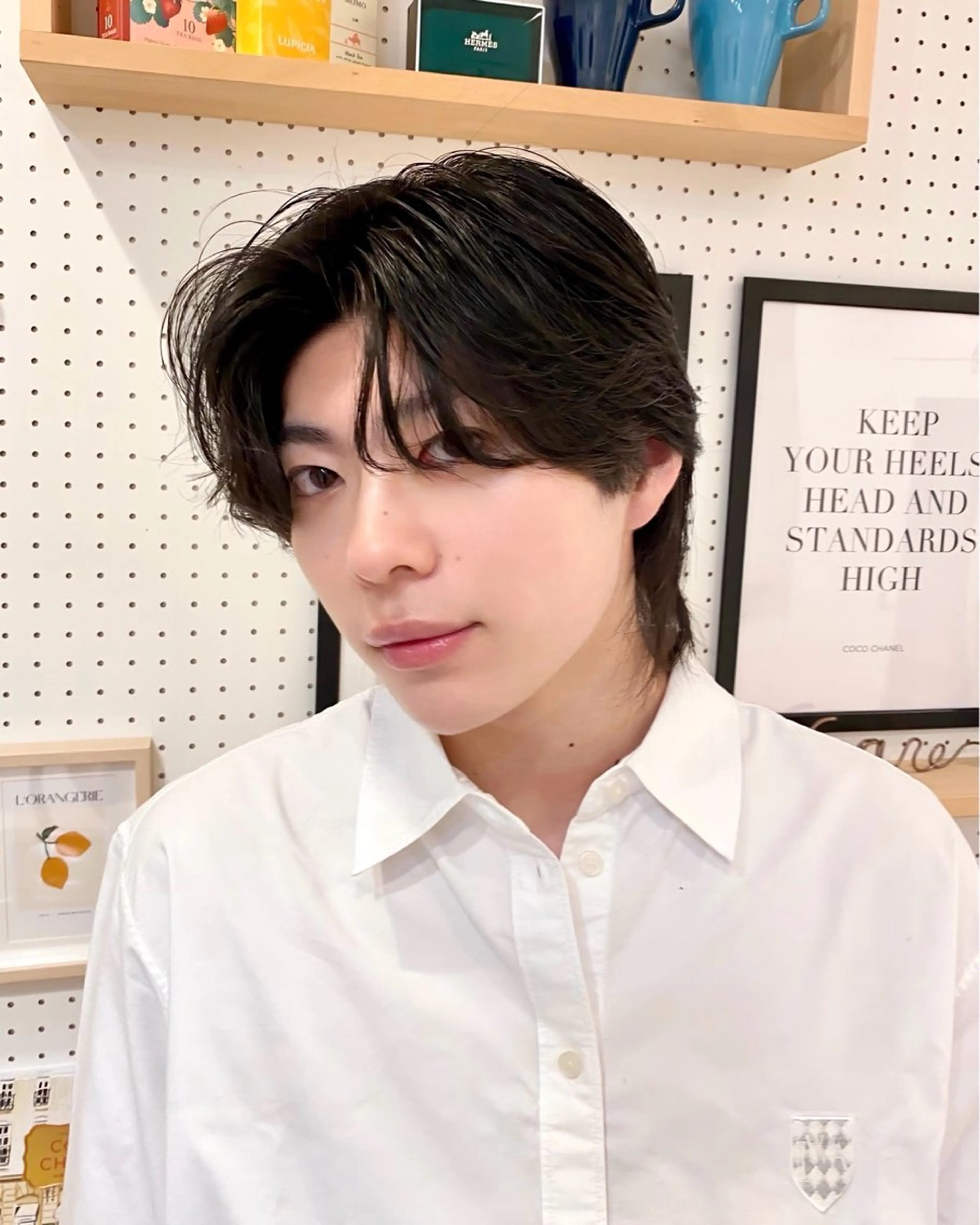 メンズ センターパート メンズ韓国風 メンズウルフカット ウルフカット MAZE梅田所属・韓国メンズヘア関戸 和輝🇰🇷のヘアスタイル