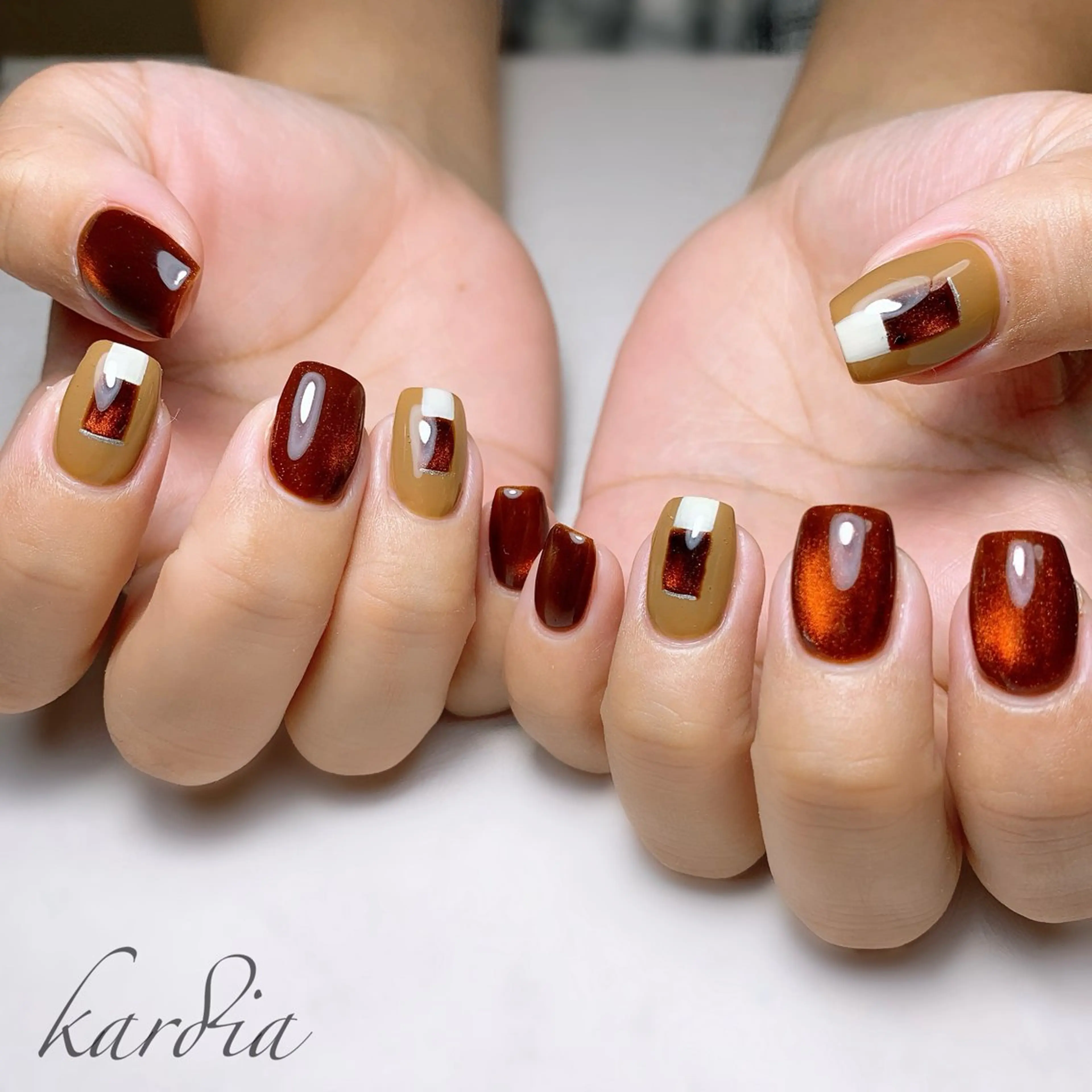 ネイル ハンドネイル καρδιά -ｶﾙﾃﾞｨｱ-のネイルデザイン