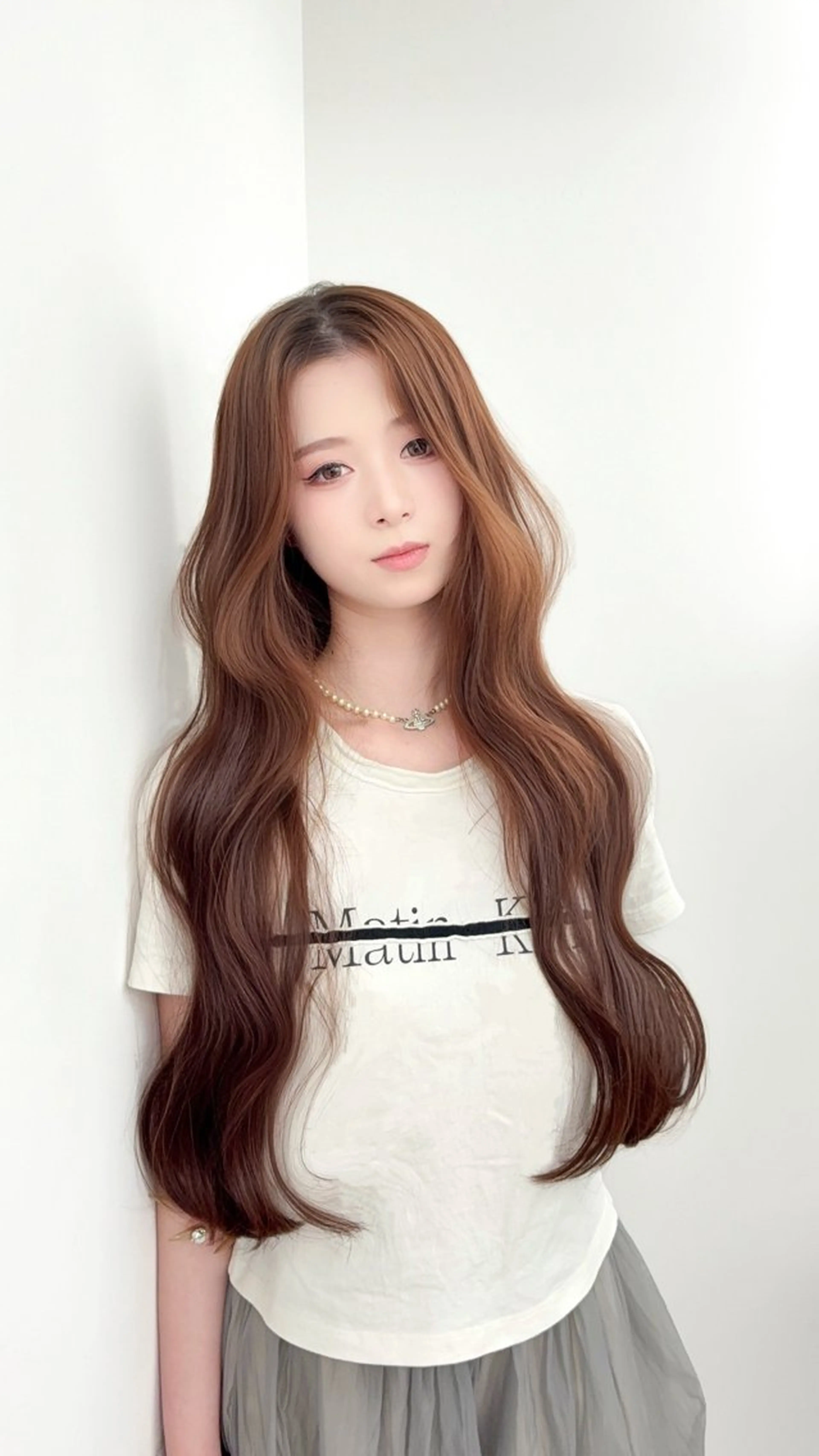 ロング カラー 小顔カット カット ヘアカラー トリートメント 韓国ヘア/レイヤー/ 顔まわり足立遥奈のヘアスタイル