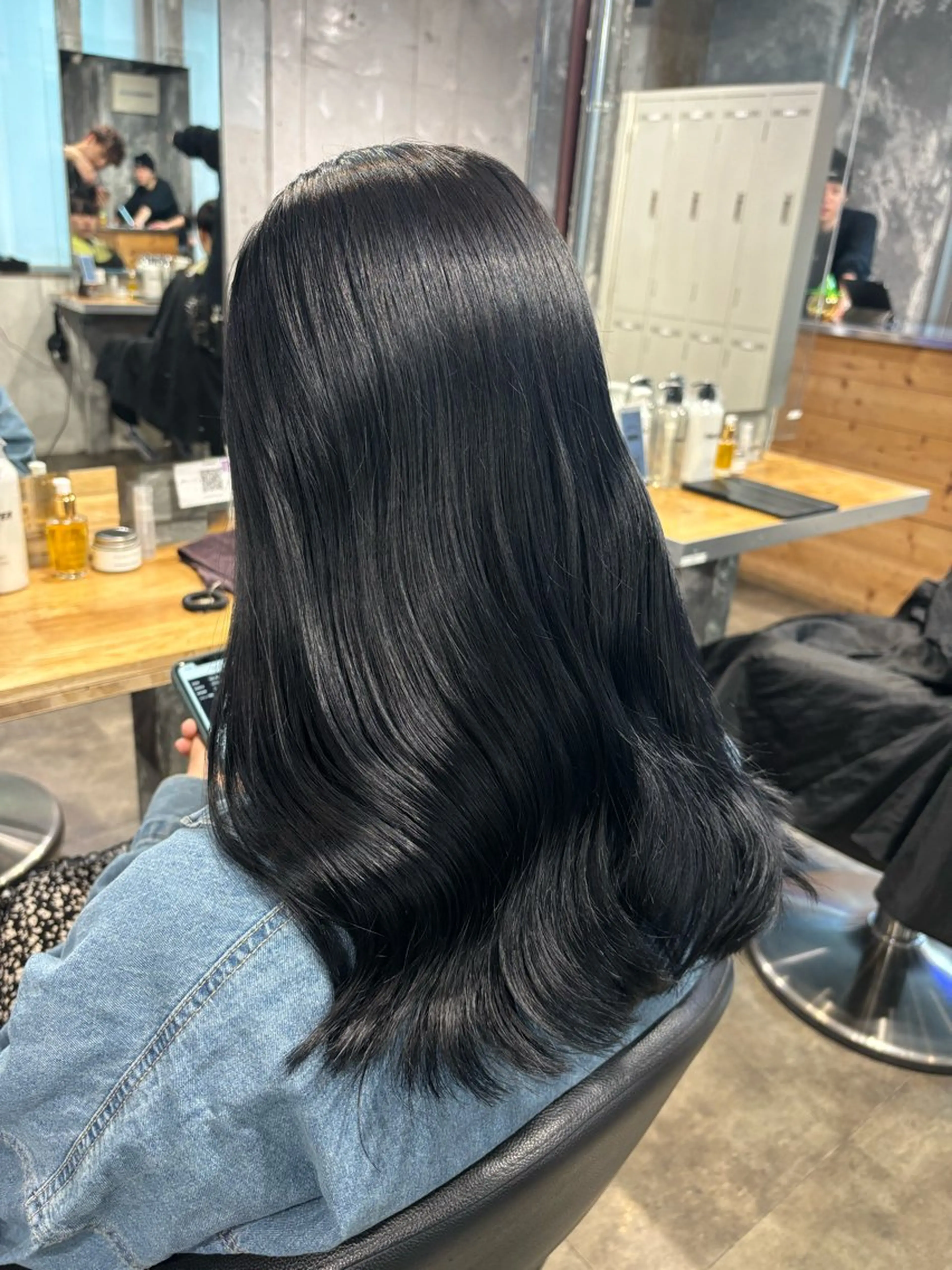 ロング カラー 黒髪 ブルーカラー ブルーブラック alicetokyo 🦋宮葉🦋のマツエク・マツパデザイン