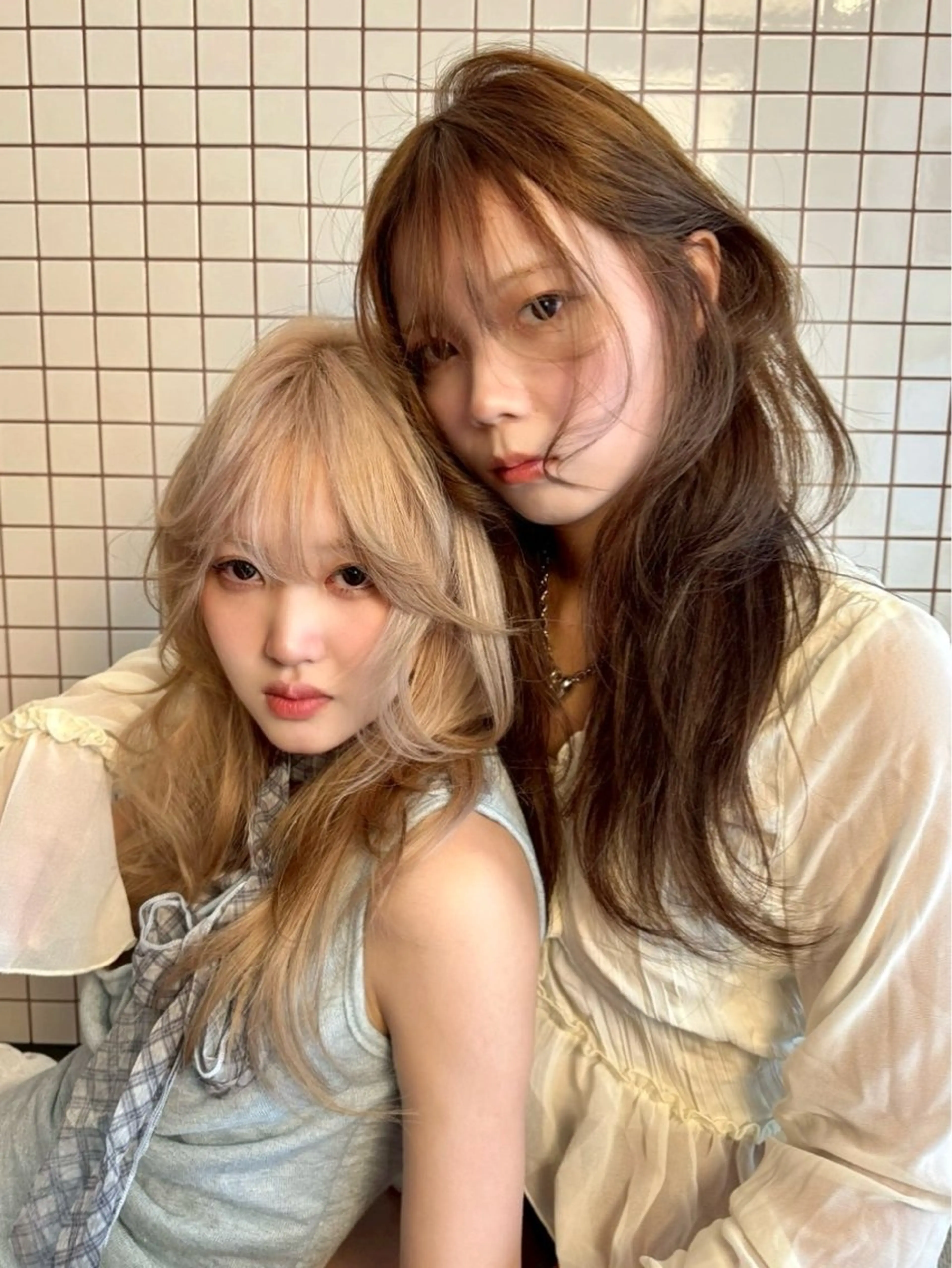 セミロング カラー ヘアアレンジ 縮毛矯正ブリーチ/ ベージュmamiのヘアスタイル