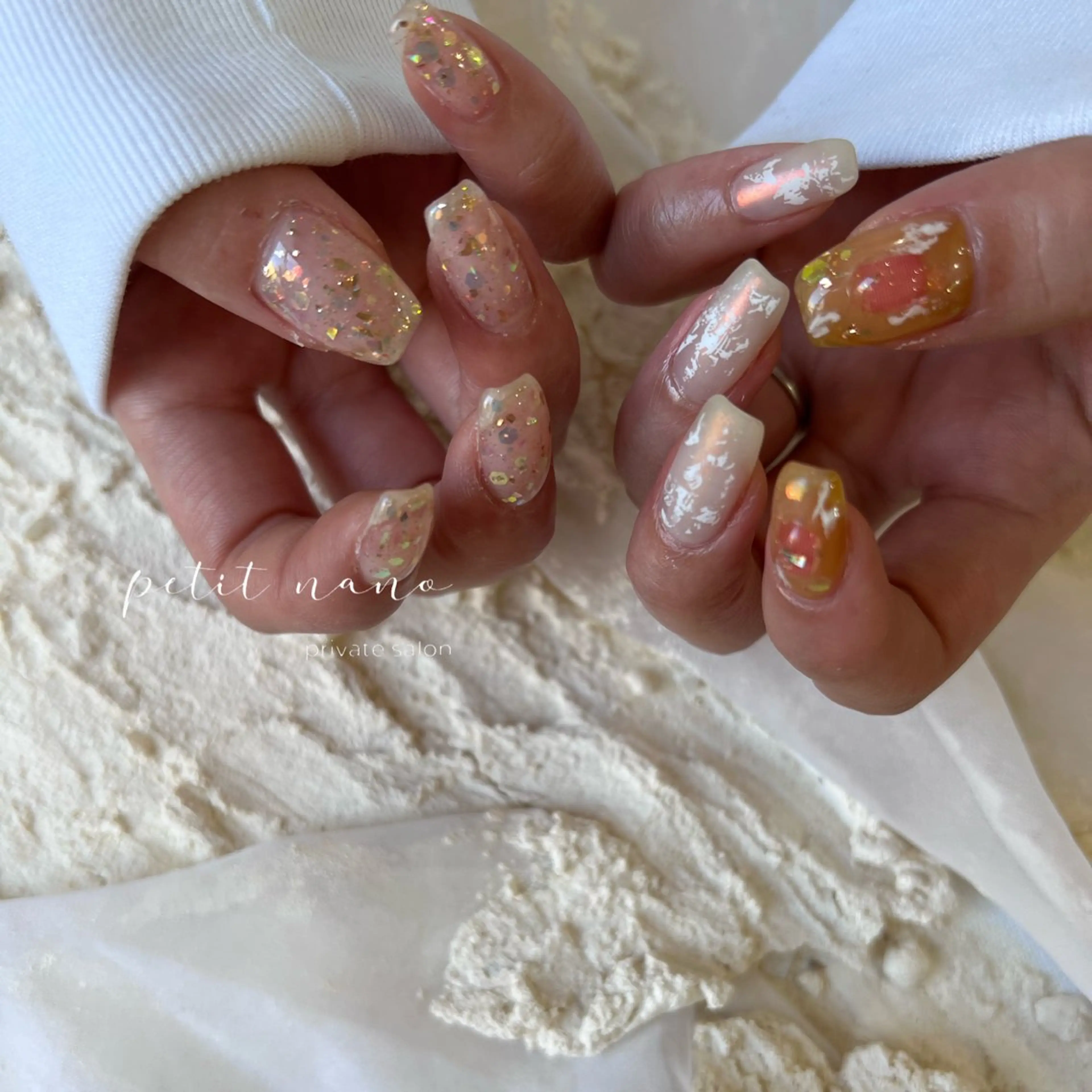 ネイル ジェルネイル ハート 韓国ネイル ニュアンスネイル パラジェル nail‪◯ petitnanoのネイルデザイン