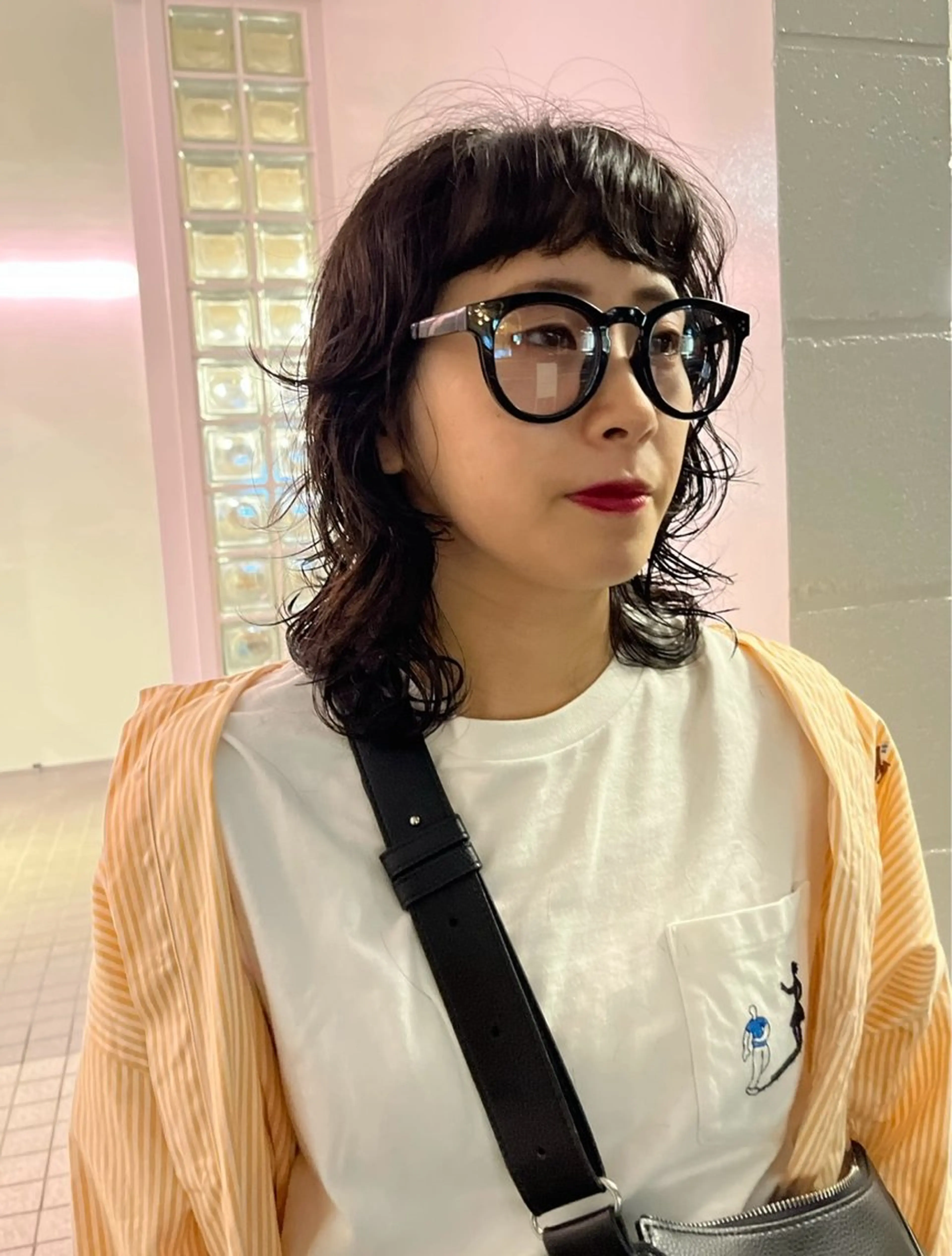 ミディアム カラー パーマ ミディアムパーマ カット ヘアカラー パーマ ボブパーマ/パーマ ウルフパーマのヘアスタイル