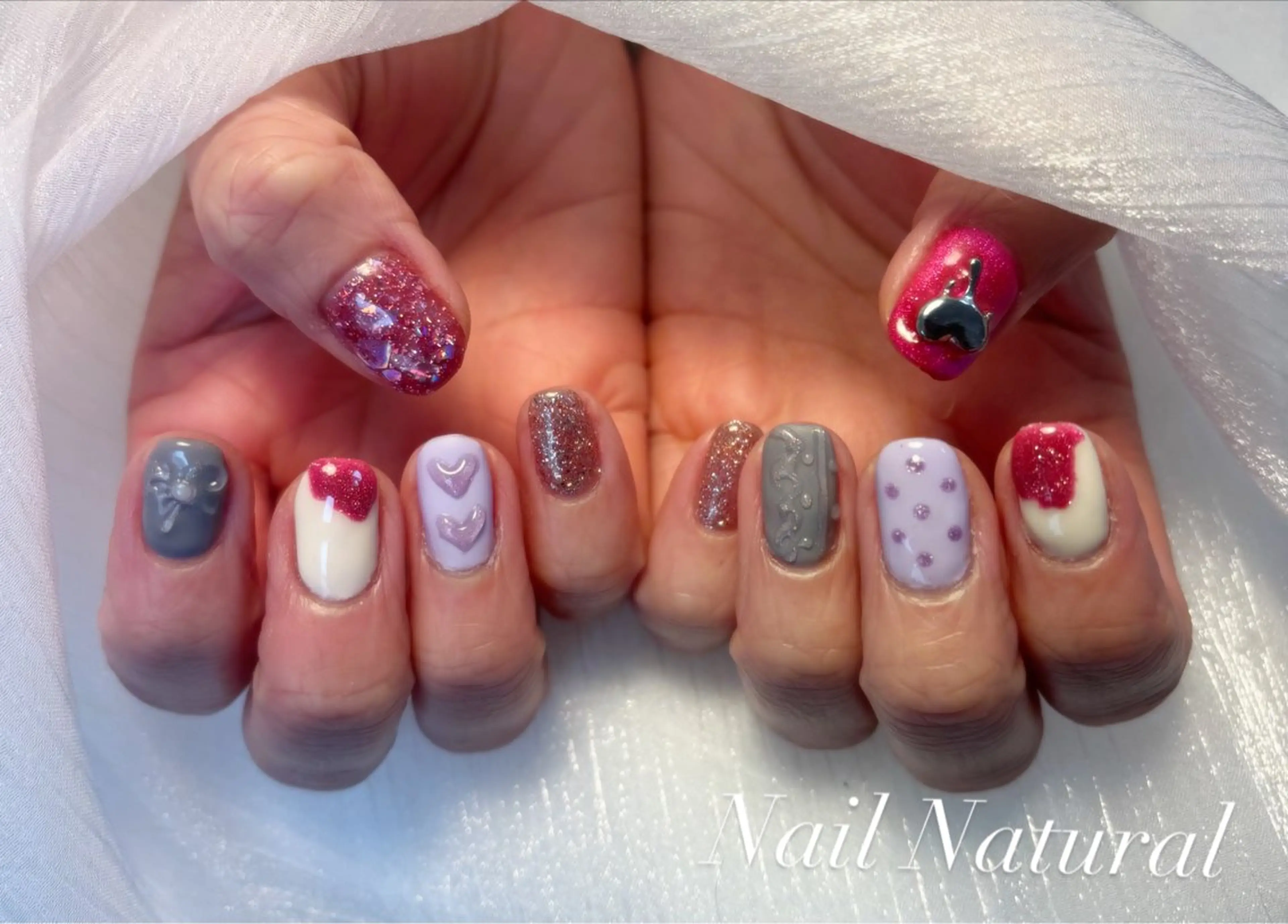 ネイル フラッシュネイル フットネイル フレンチネイル ジェルネイル ガラスフレンチ ハンドネイル Nail salon Natulalのネイルデザイン