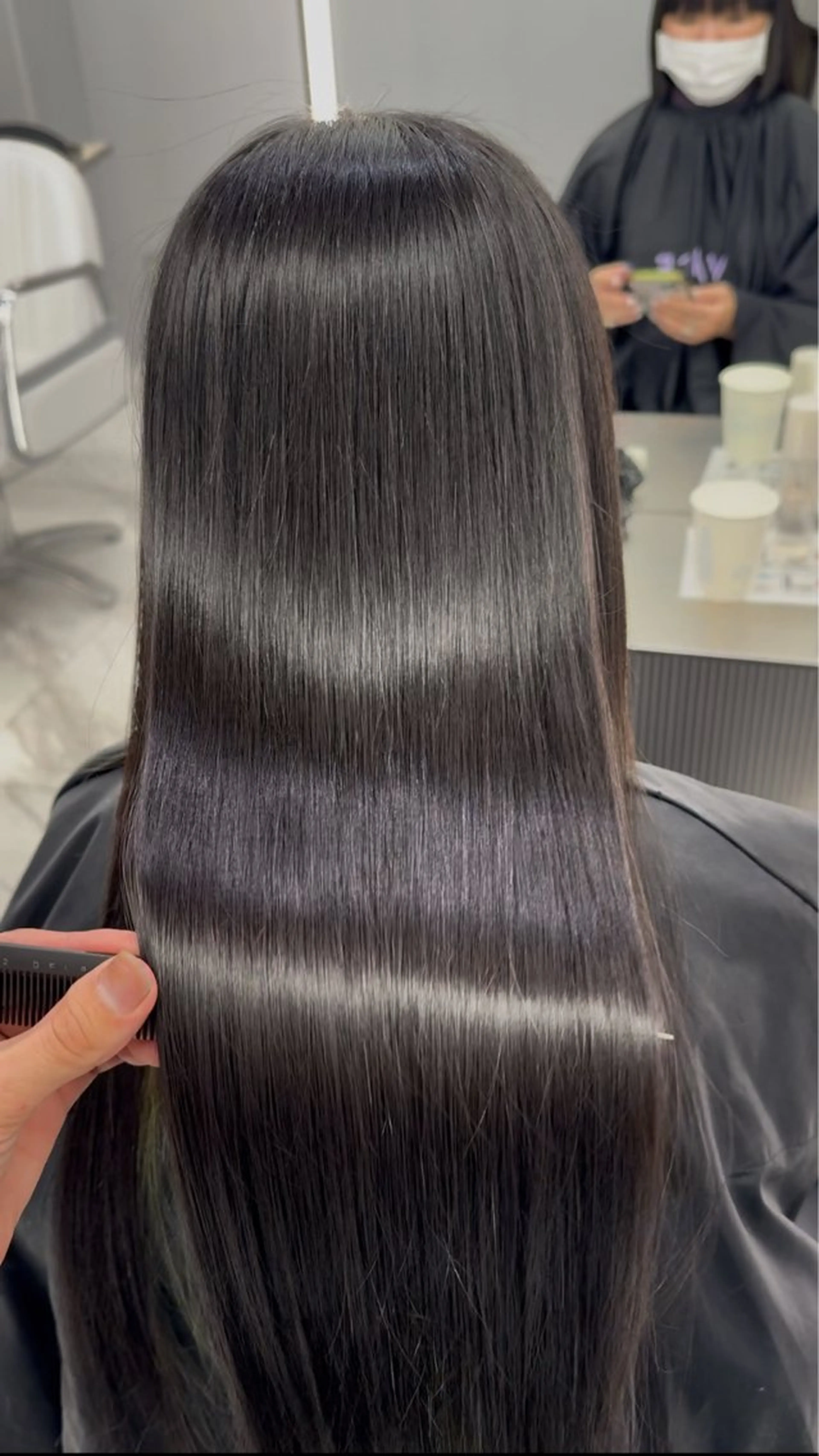 ロング パーマ カット 縮毛矯正 新宿ケアブリーチ 稲垣颯太のヘアスタイル