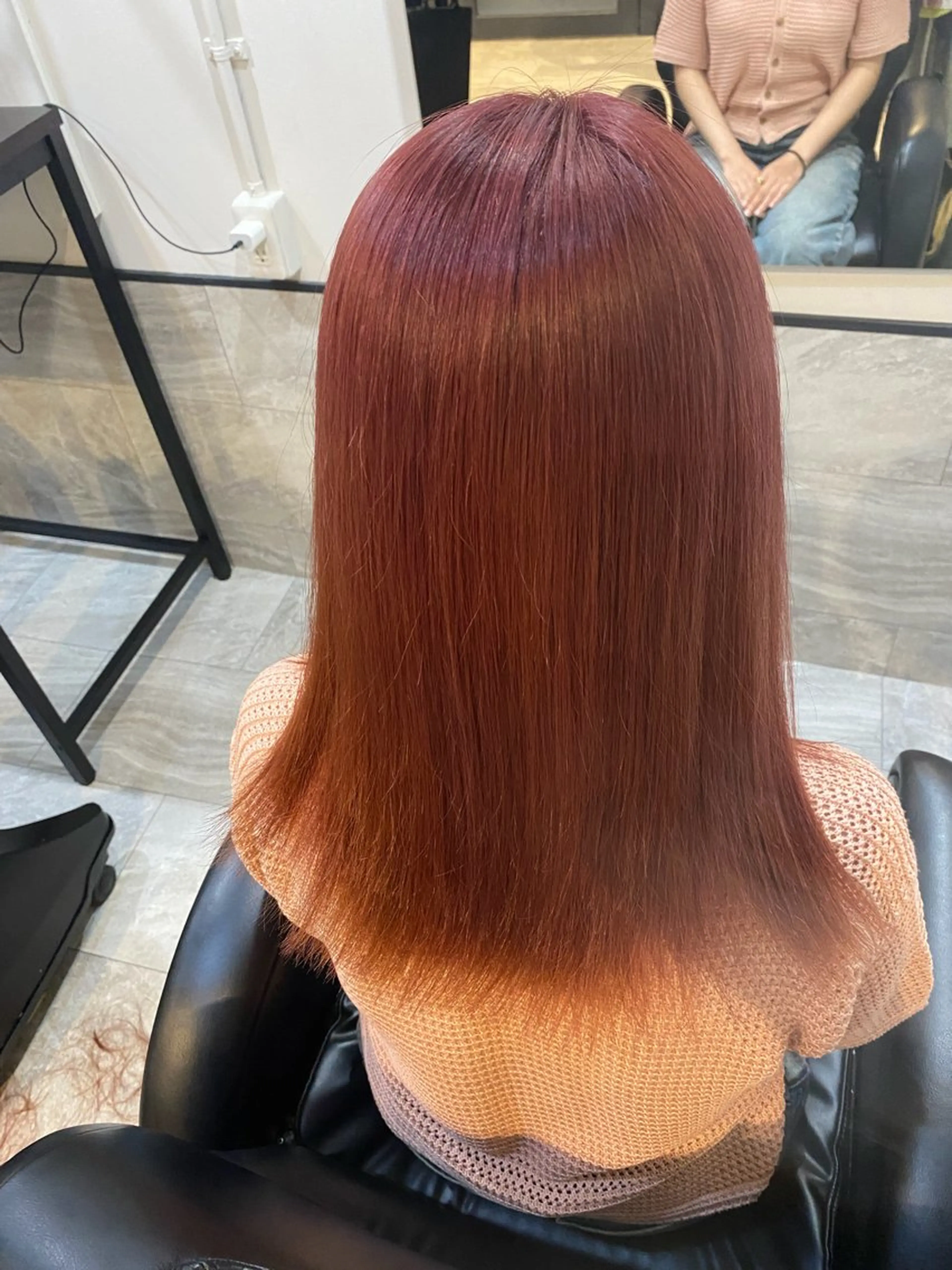 セミロング カラー ヘアアレンジ ブラウンカラー レッドカラー レッドブラウン 田中 昴輝のヘアスタイル