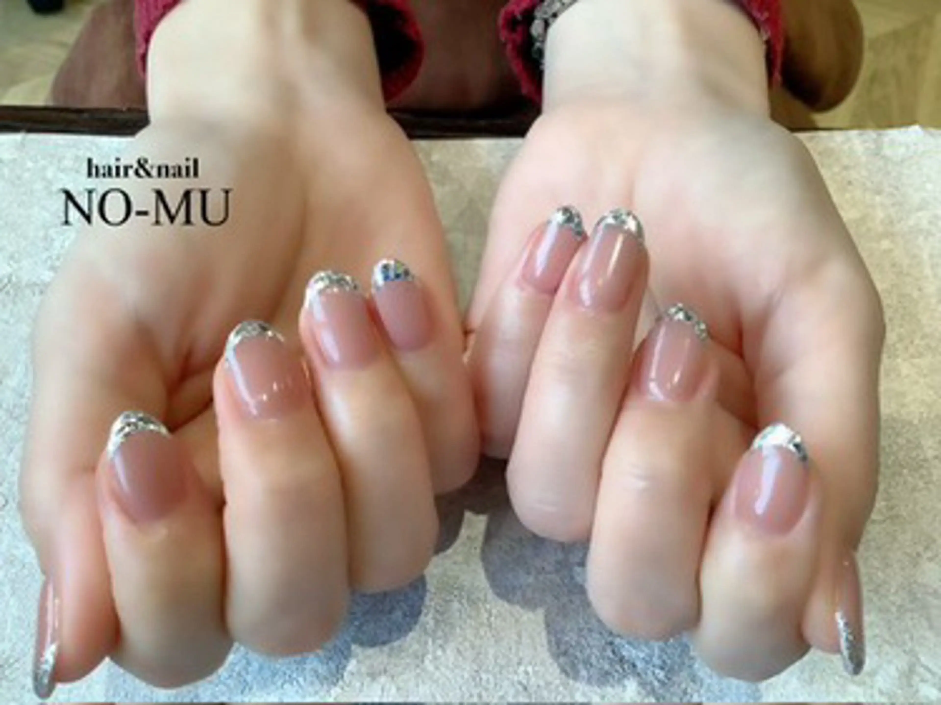 ネイル フレンチネイル ガラスフレンチ ハンドネイル hair＆nail NO-MU所属・hair＆nail NO-MUのネイルデザイン