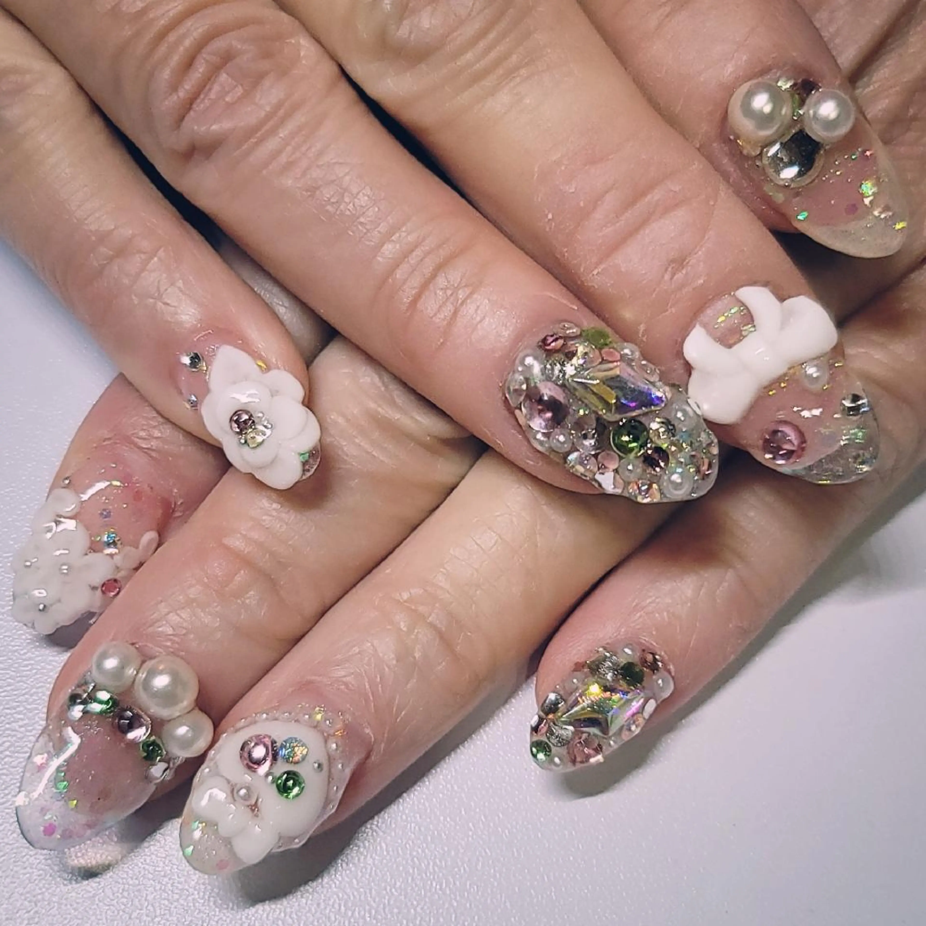 ネイル クリアネイル ハート ホログラムネイル ラメ(グリッター) ワンカラーネイル ハンドネイル よしだ ひろきのネイルデザイン