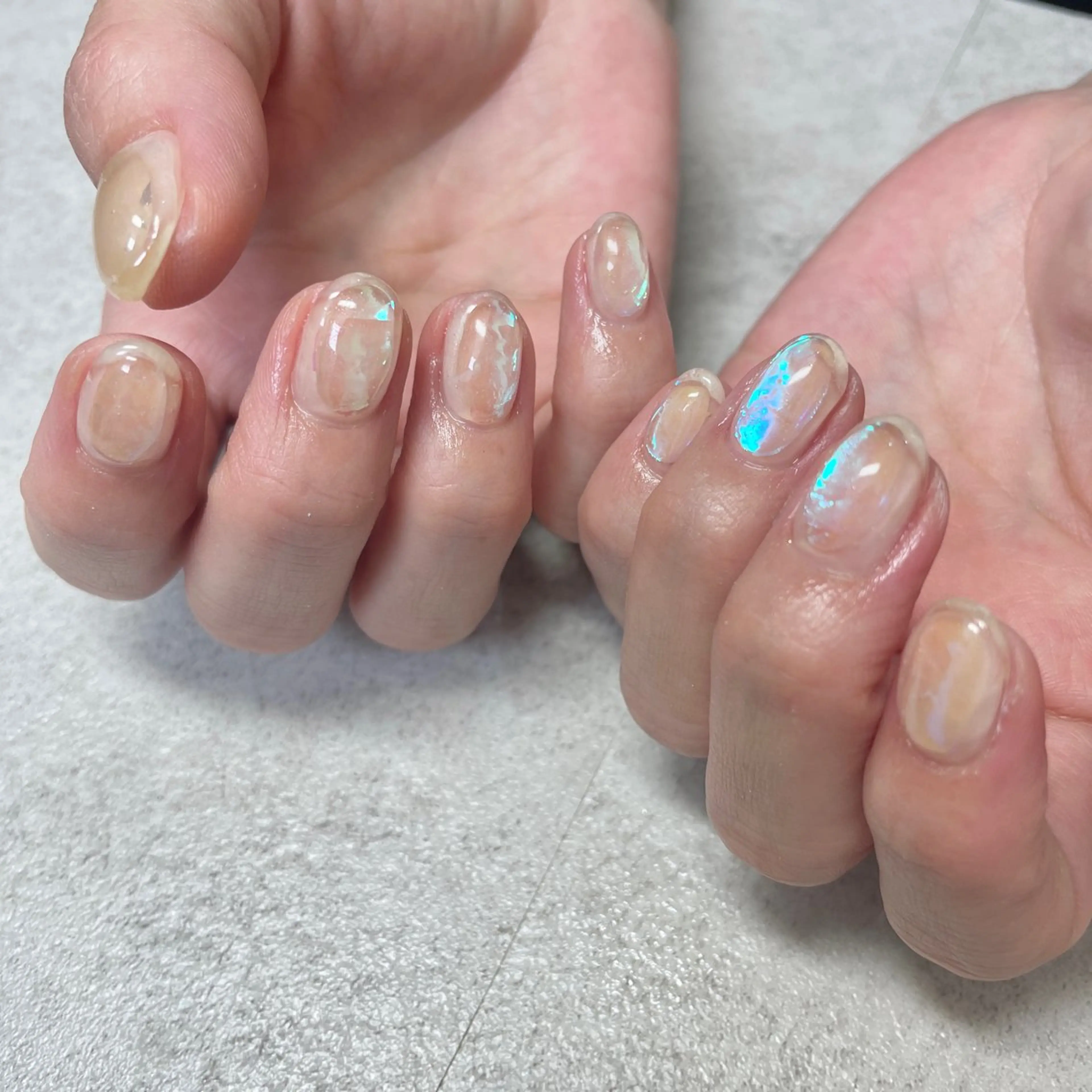 ネイル オーロラネイル クリアネイル 氷ネイル・うるうるネイル キラキラネイル ショートネイル ハンドネイル acs.n所属・ネイル，耳つぼ 風間すみれのその他イメージ