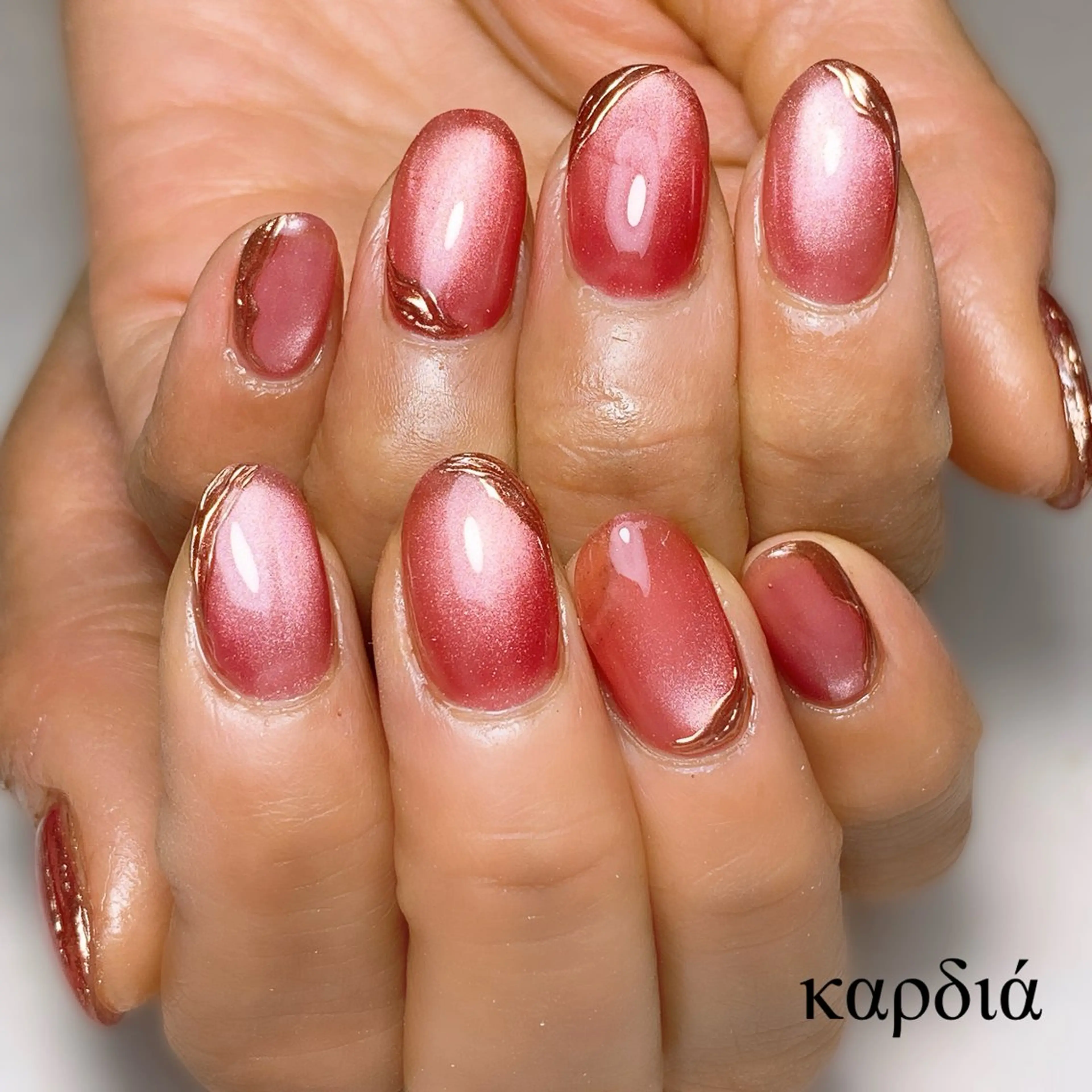 ネイル ハンドネイル καρδιά -ｶﾙﾃﾞｨｱ-のネイルデザイン