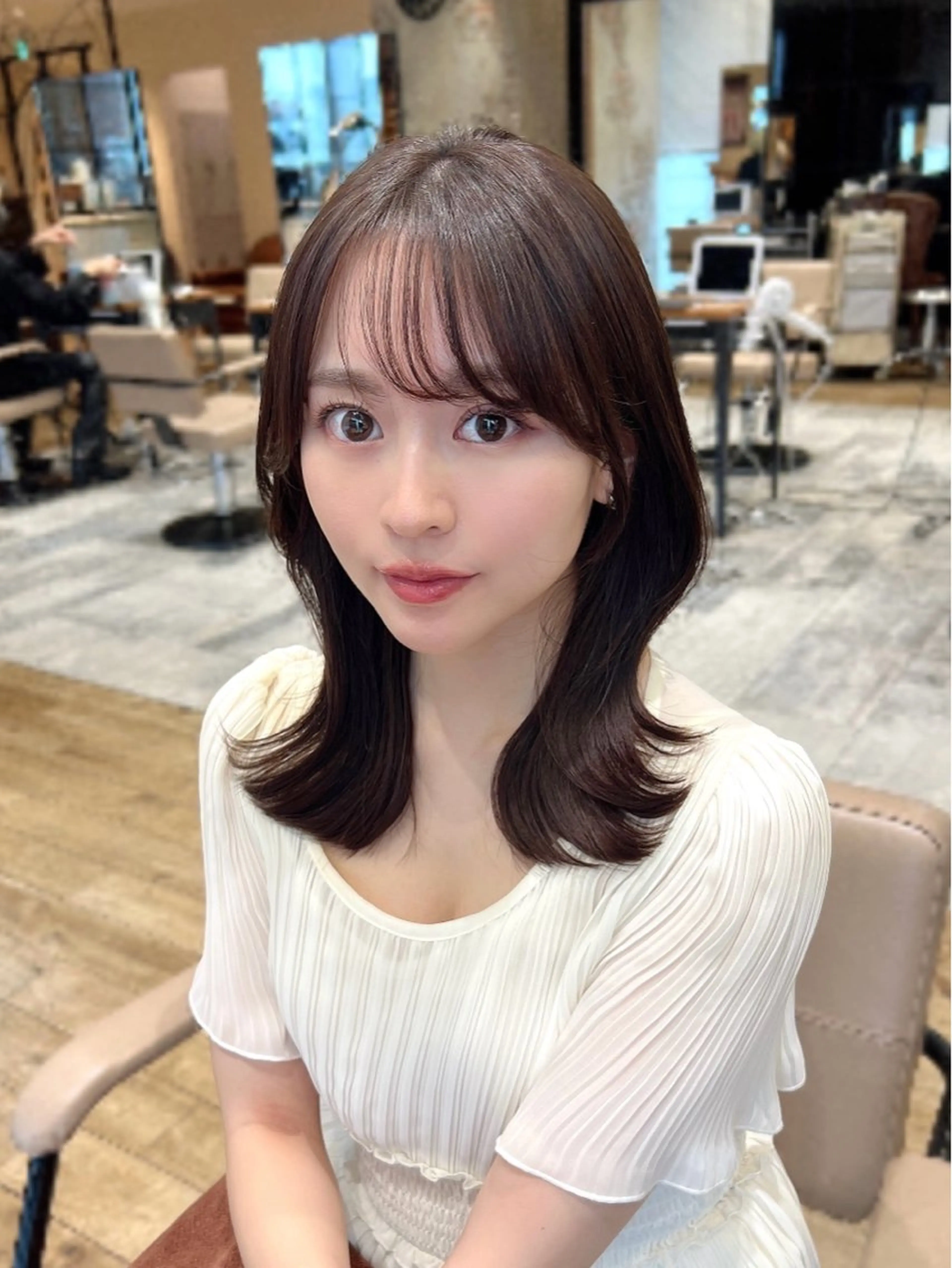 セミロング くびれヘア レイヤーカット カット ヘアカラー トリートメント 🧡くびれヘア/前髪 顔周り🧡久原結衣のヘアスタイル