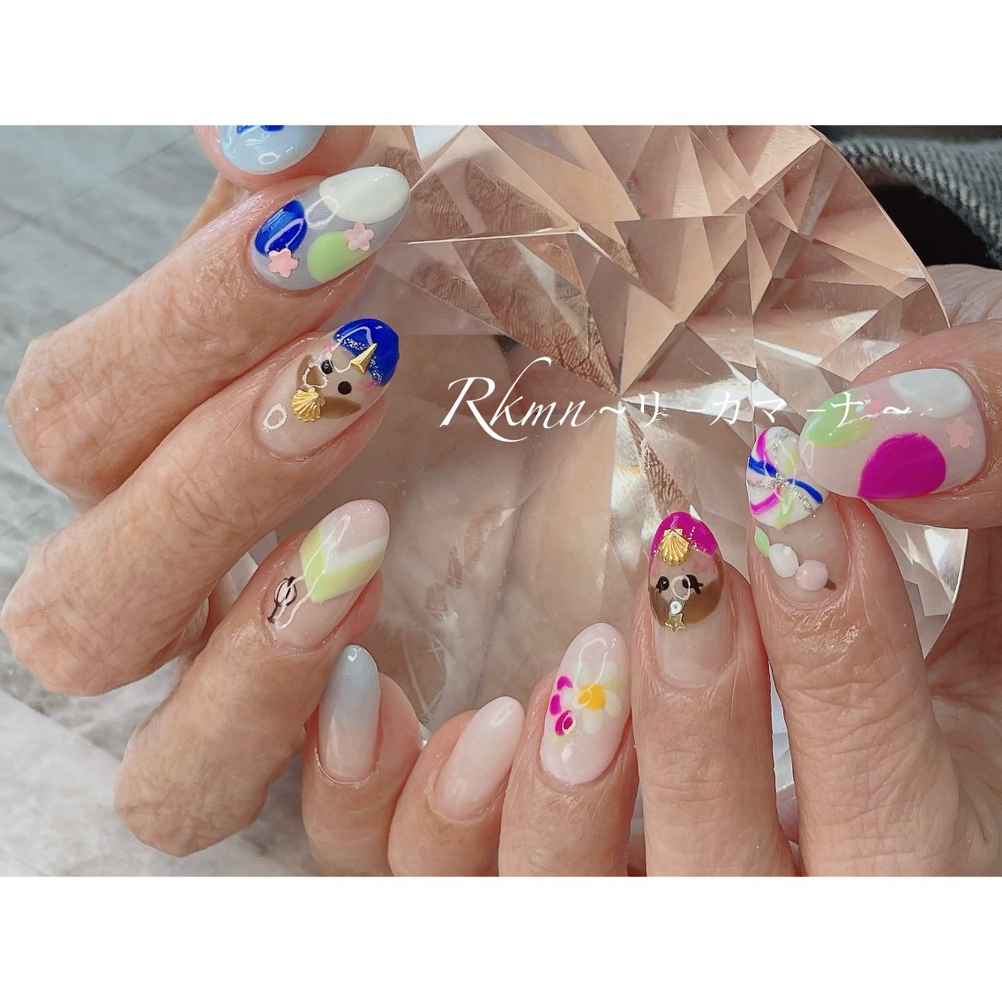 ネイル アートネイル 持ち込み 春ネイル ハンドネイル フットネイル ハンドケア Rkmn ~リ-カマ-ナ~のネイルデザイン