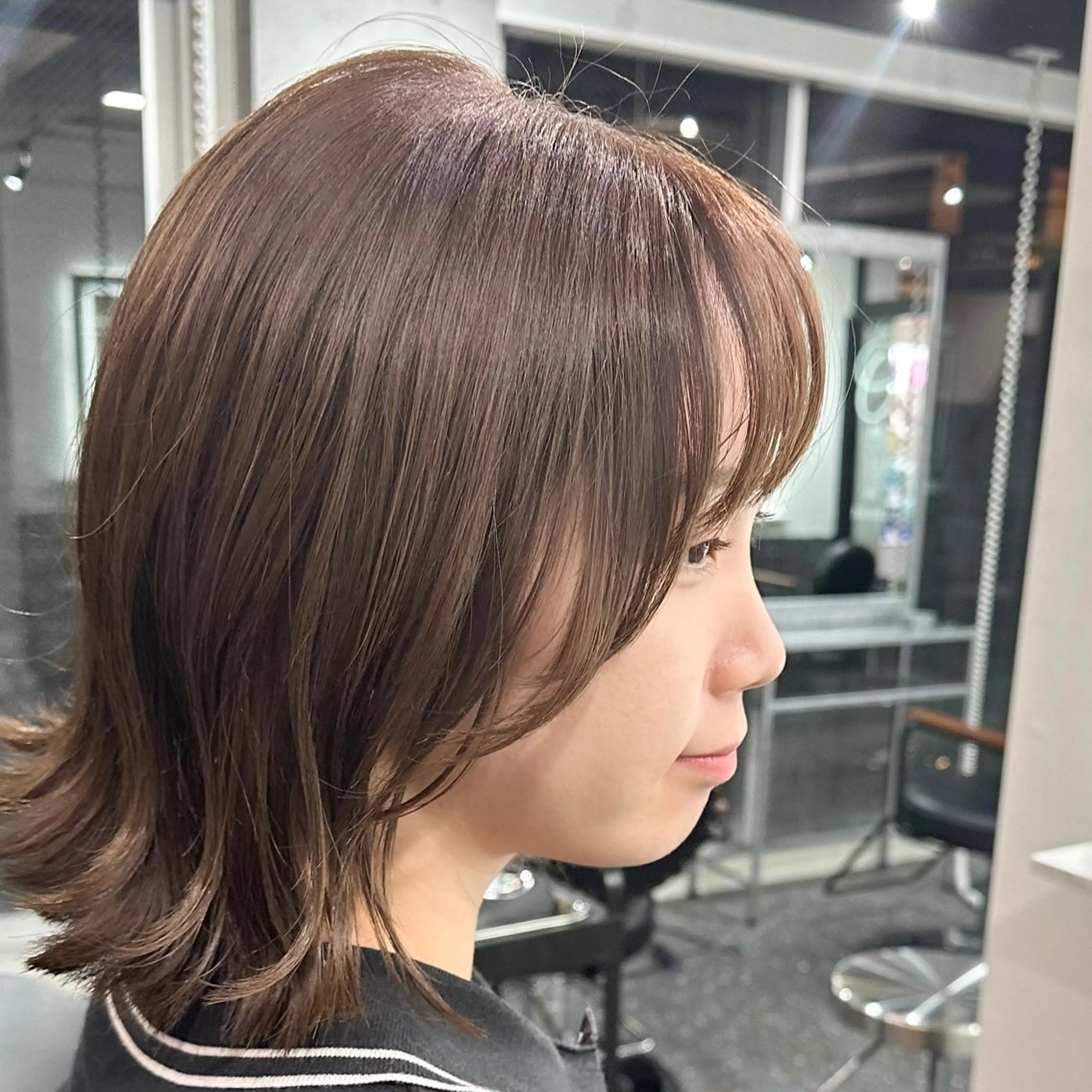 ミディアム カット ヘアカラー トリートメント 韓国風レイヤー🗝要 暗透カラー📓吉祥寺のヘアスタイル