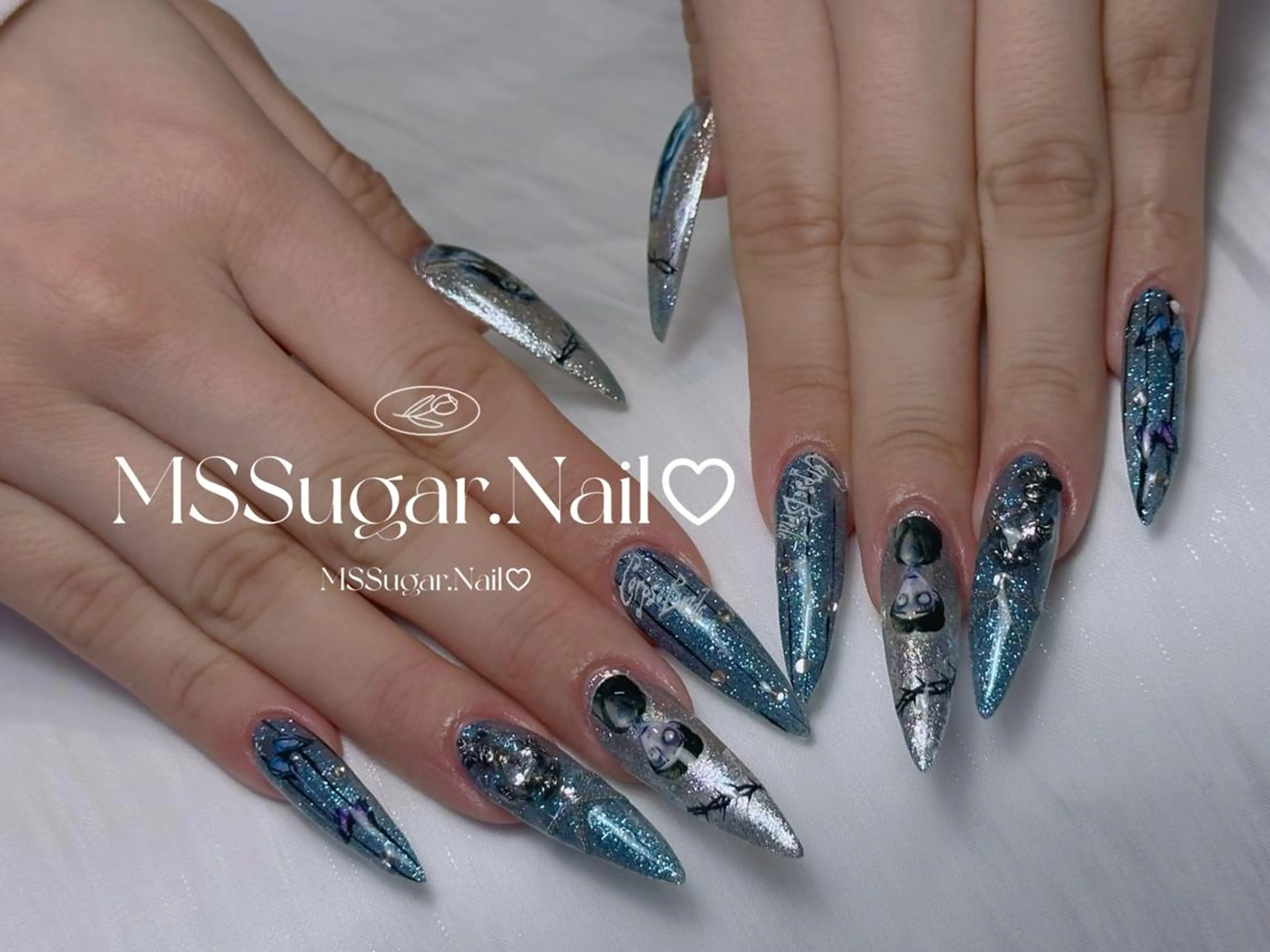 ネイル ハロウィン ロングネイル マグネットネイル スカルプネイル ネイルチップ ハンドネイル Mss ミサキのネイルデザイン