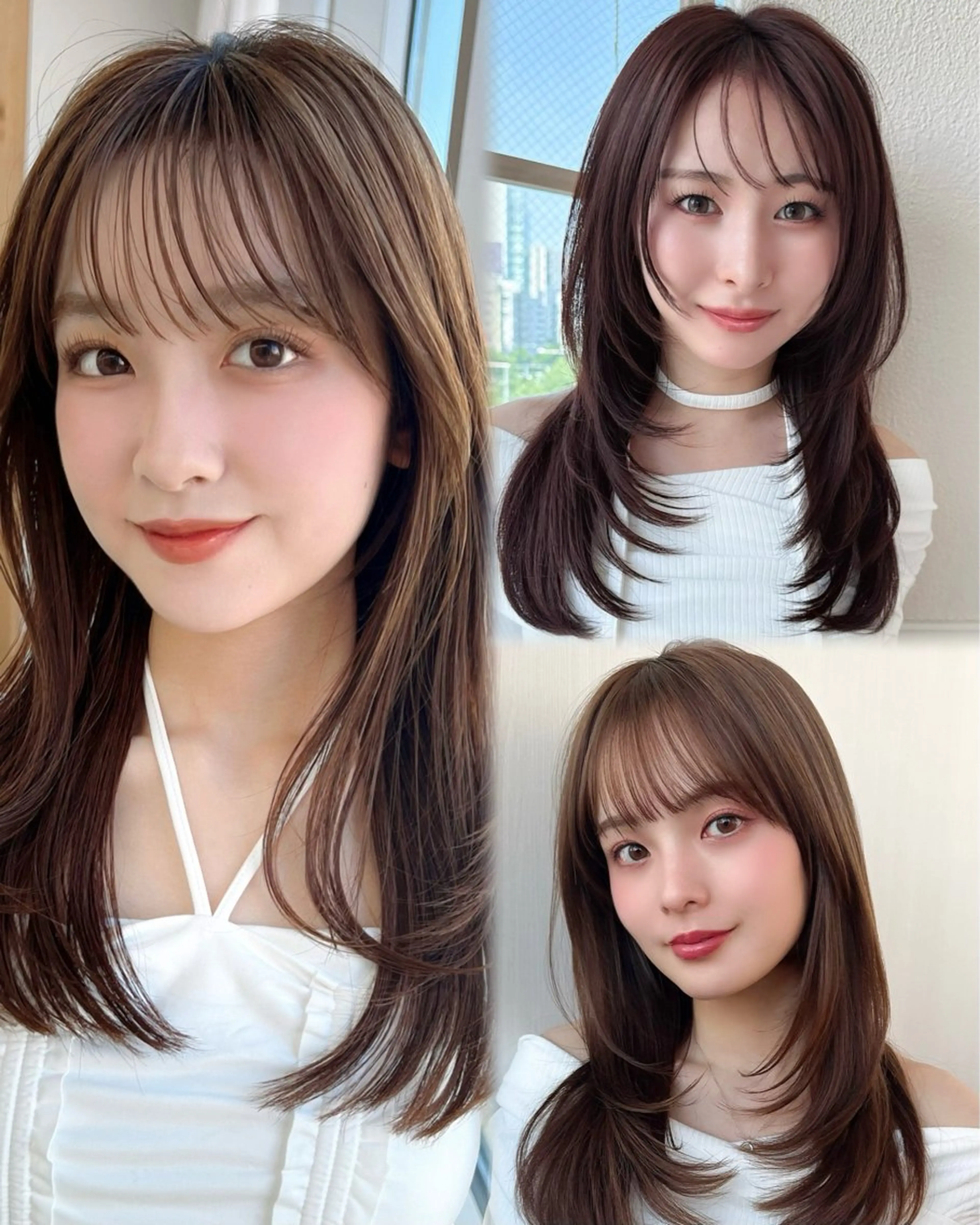 ミディアム カラー 透明感カラー カット ヘアカラー トリートメント 顔まわり/似合わせひ し形シルエット/難波のヘアスタイル