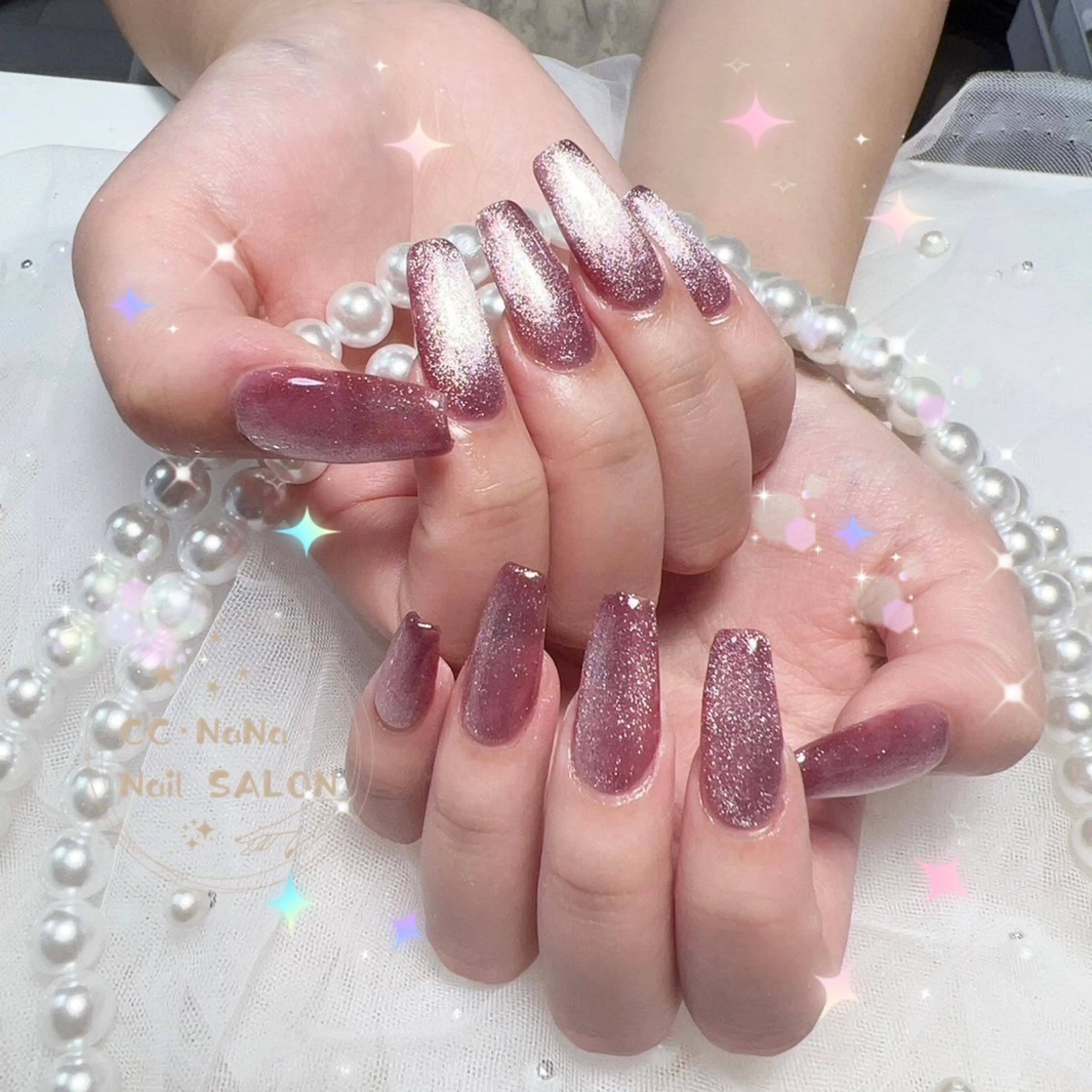 ネイル チークネイル フラッシュネイル ハート キラキラネイル 韓国ネイル ハンドネイル 💎CC・NaNa 韓国風ネイル🌙のネイルデザイン