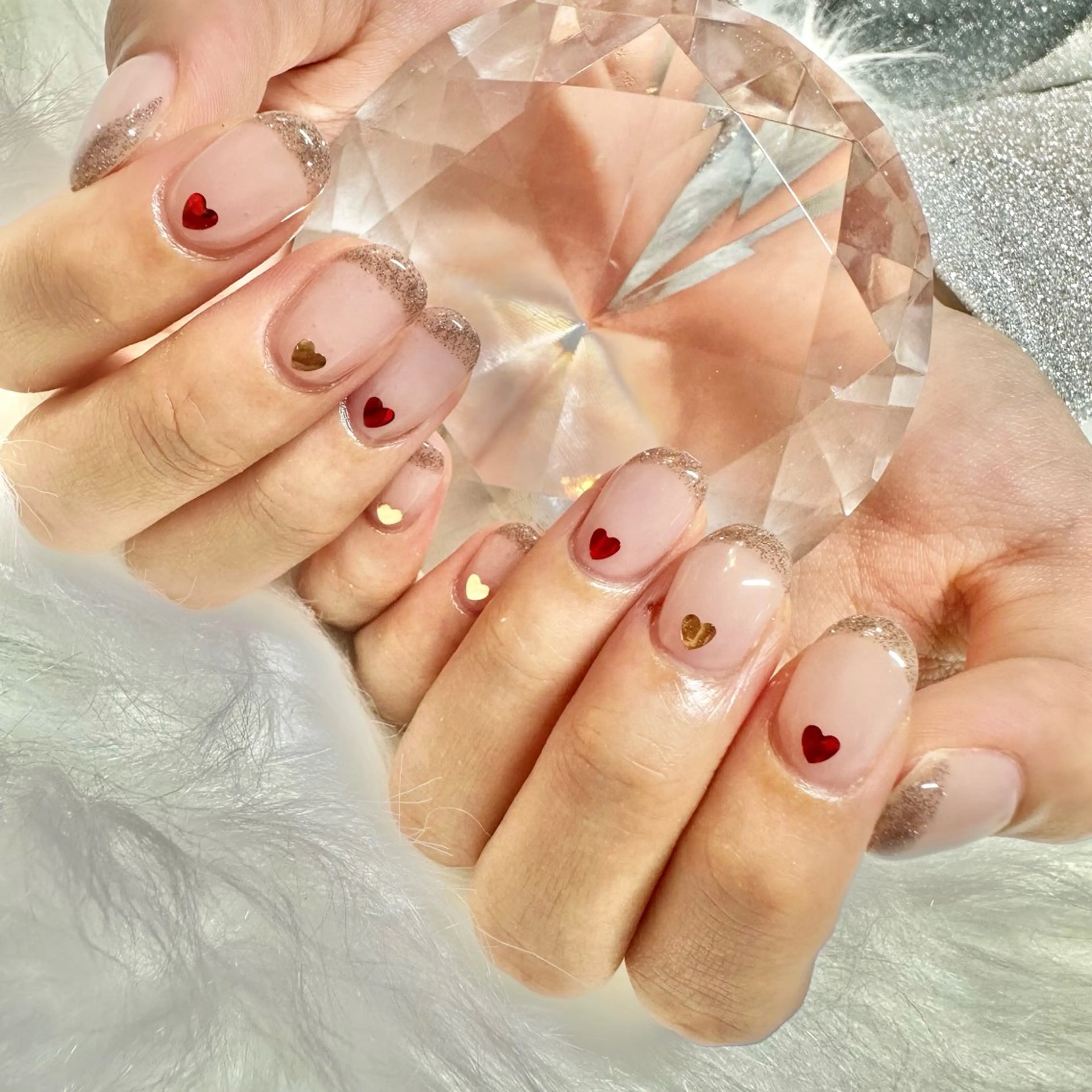 ネイル フラッシュネイル ハート キラキラネイル 🤎CHARME NAIL🤎のネイルデザイン