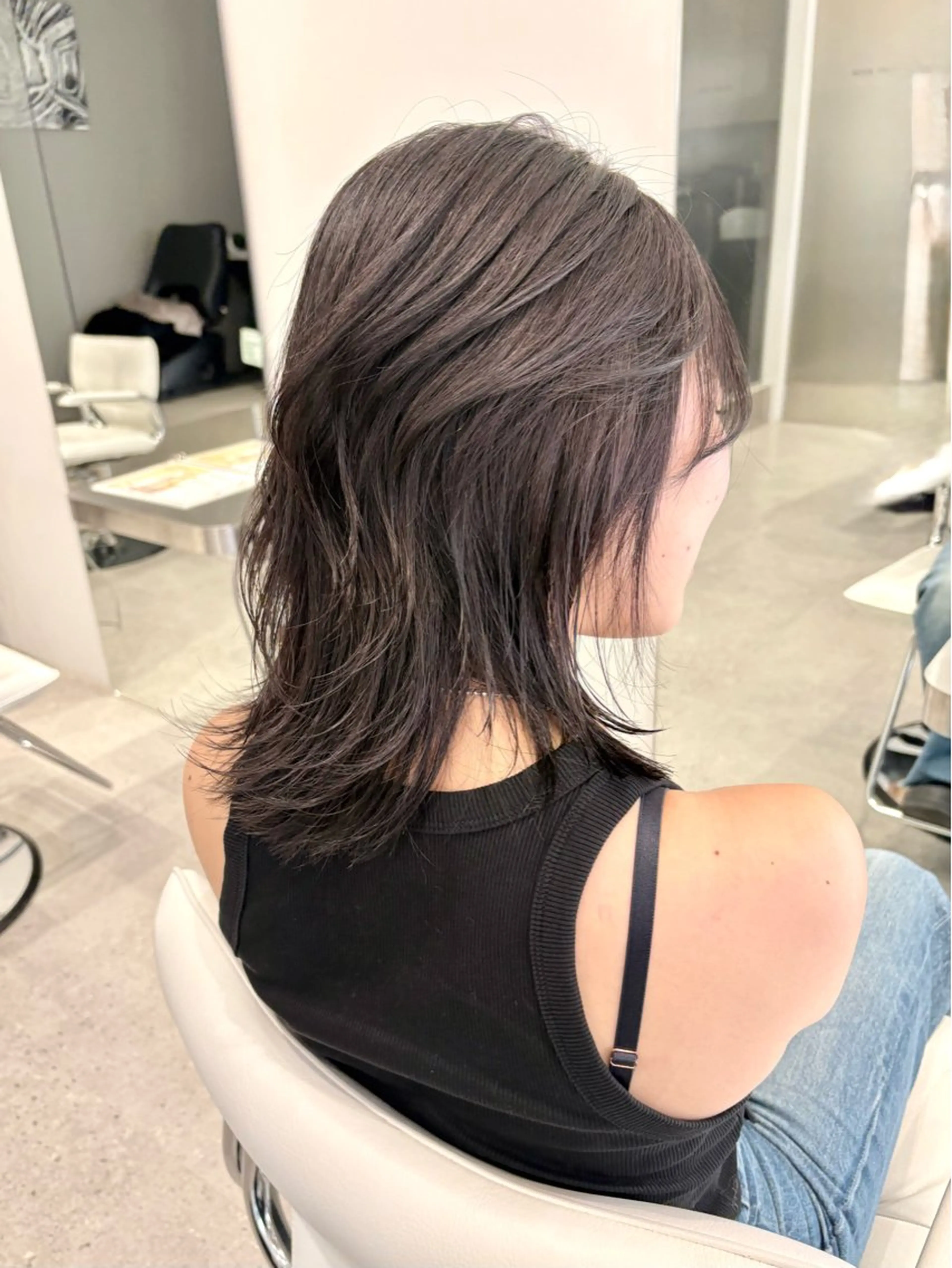 ミディアム カラー カット ヘアカラー トリートメント すぎもと さき⚡️ 朝ラク・*パーマのヘアスタイル