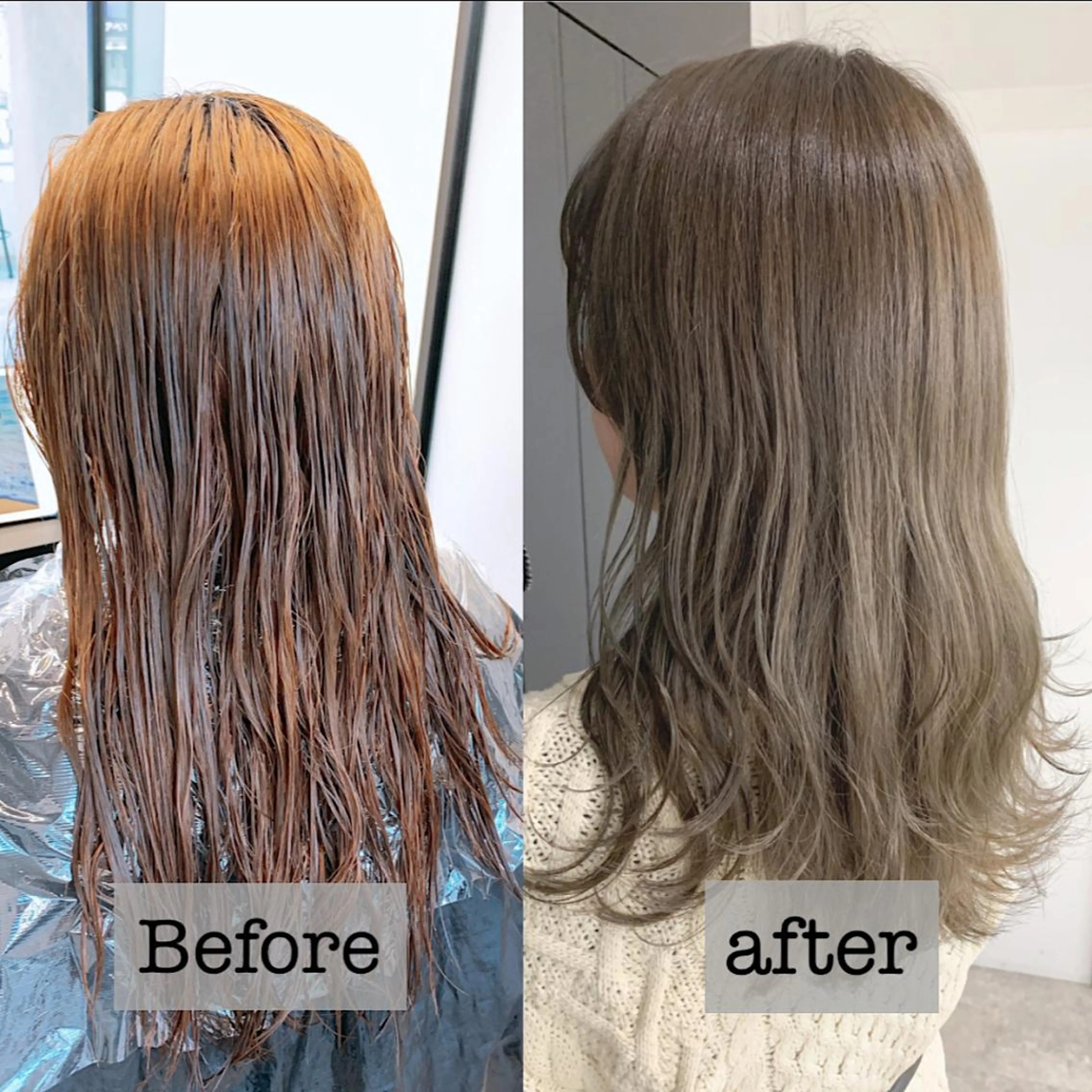 セミロング カラー アディクシーカラー アッシュ アッシュグレー バレイヤージュ ベージュカラー サイドバング 🇰🇷沼田　拓斗のヘアスタイル