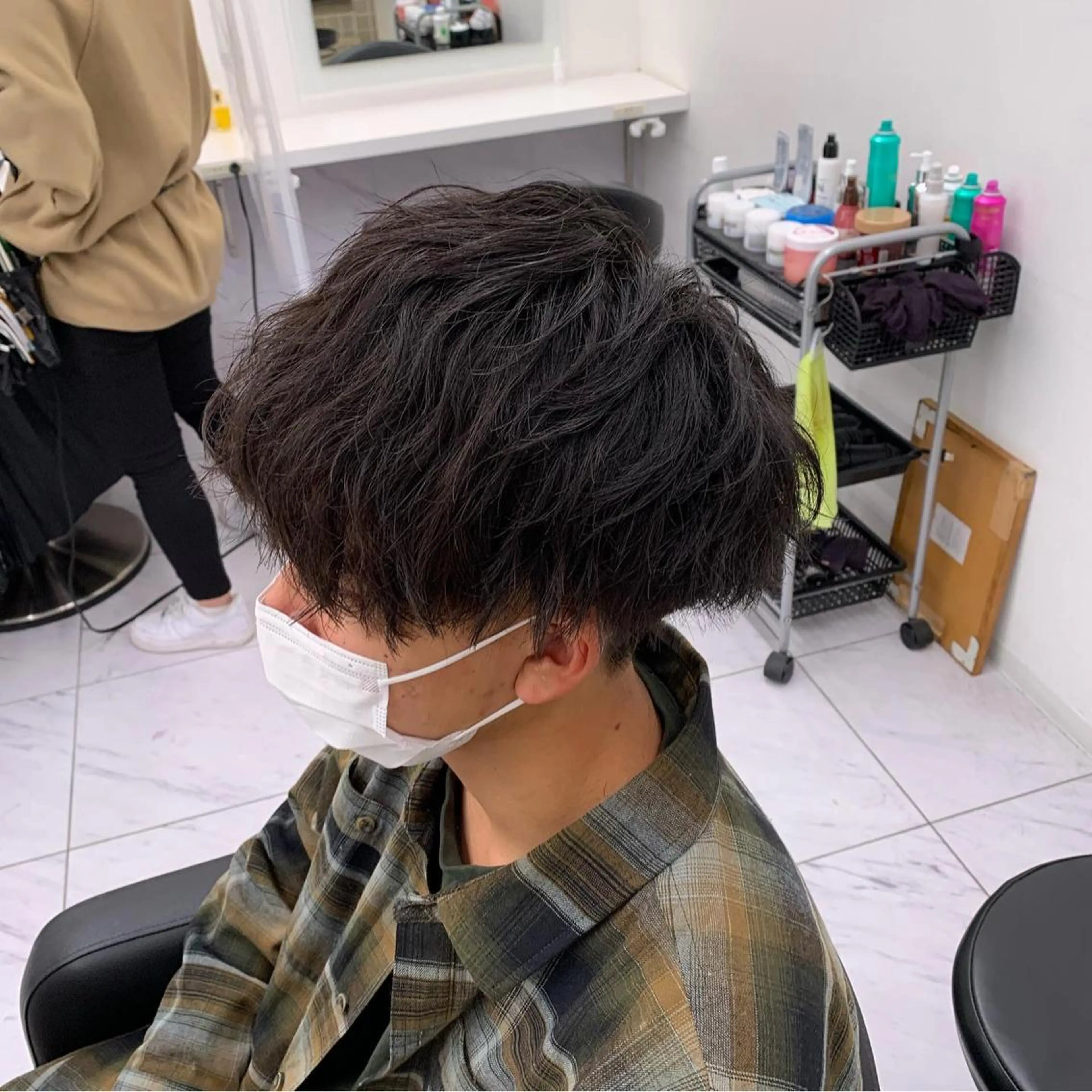 ショート カラー パーマ メンズ カット パーマ トリートメント ヘッドスパ ヘアセット ✨メンズウルフ特化 美容師タイガ✨のヘアスタイル