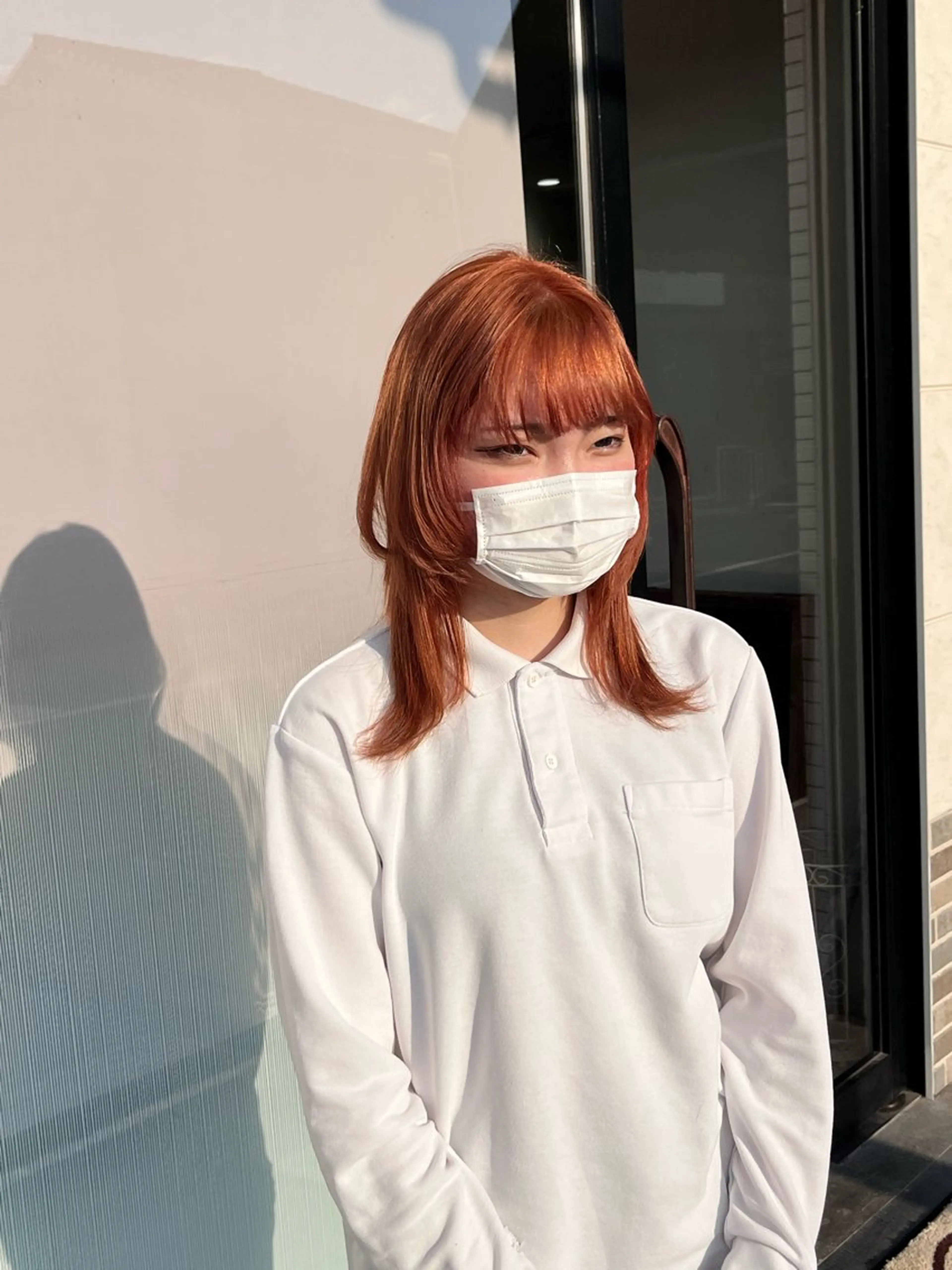 ミディアム カラー ブリーチ ブラウンカラー ケアブリーチ オレンジ オレンジブラウン ヘアカラー 小野 友暉のヘアスタイル