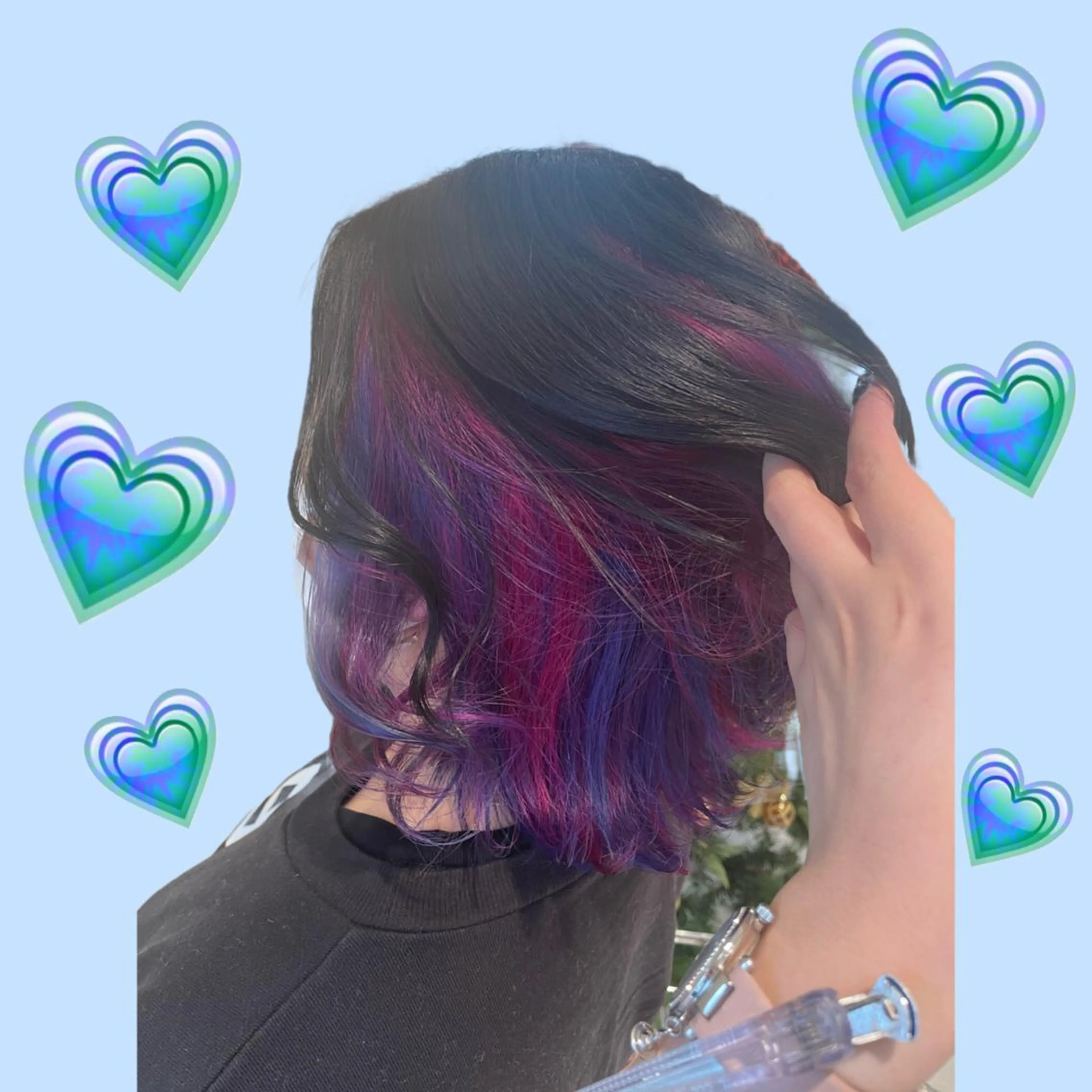 ミディアム カラー ヘアアレンジ ブルーカラー デザインカラー ピンクカラー パープルカラー ユニコーンカラー 🦄ブリーチ💜エク ステ💜MIU🦄のヘアスタイル