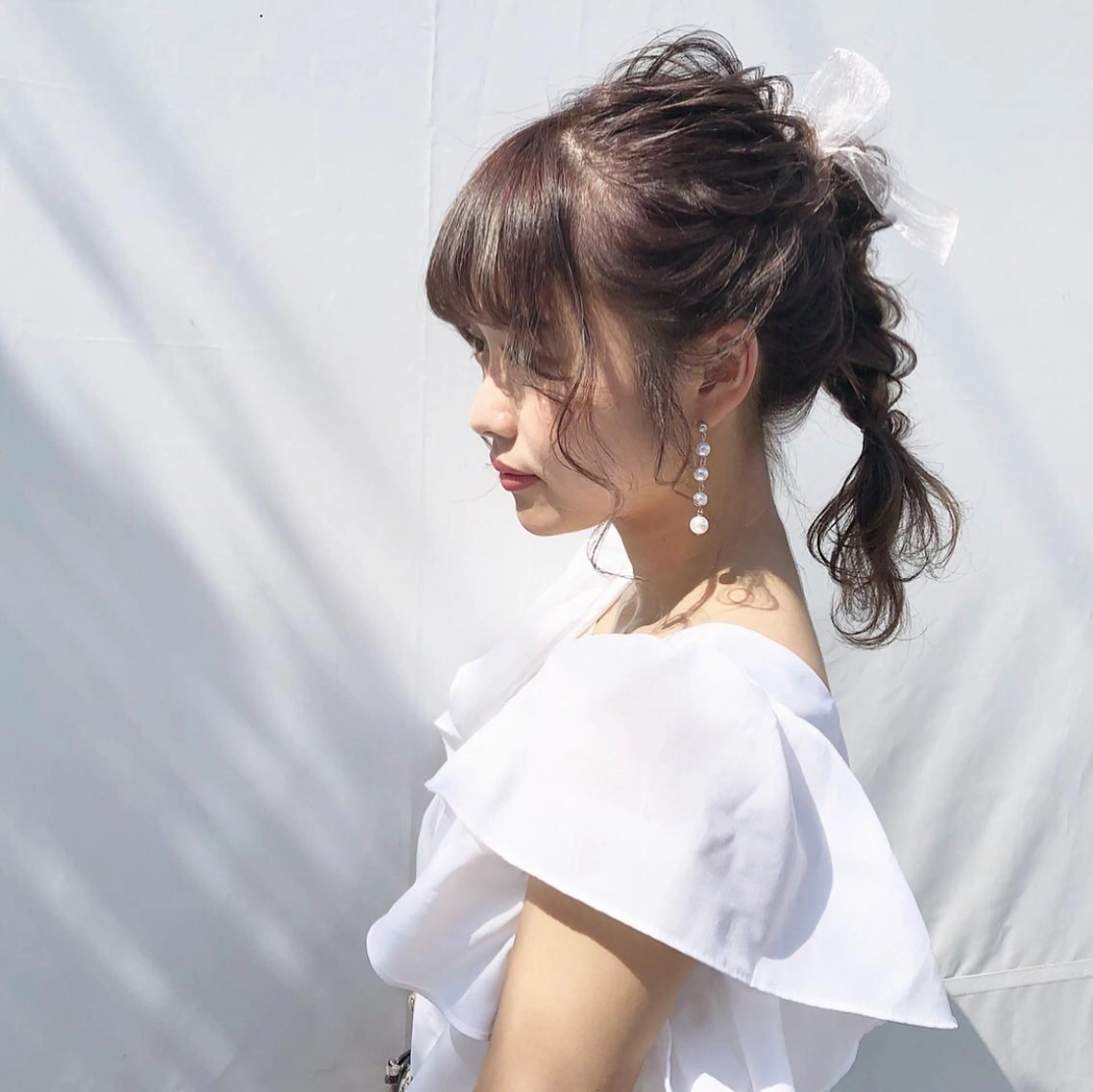 セミロング カラー ヘアアレンジ ポニーテール ショコラグレージュ グレージュ autre所属・大久保 ひでなりのヘアスタイル