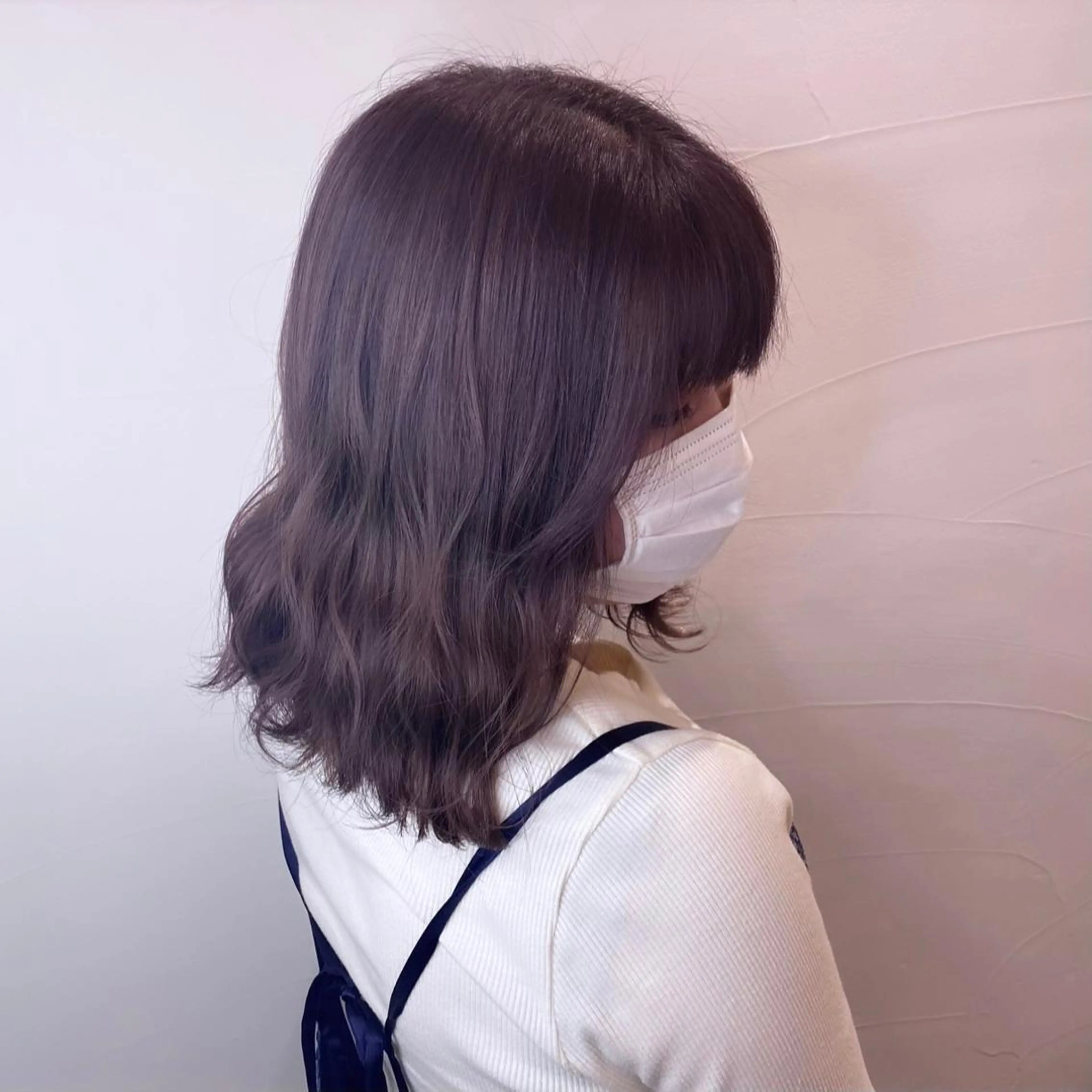 セミロング ミストバング ハイライト 髪質改善 ヨシンモリ 韓国風ヘア ヘアカラー 韓国ヘア特化 💟 ララア 💟のヘアスタイル