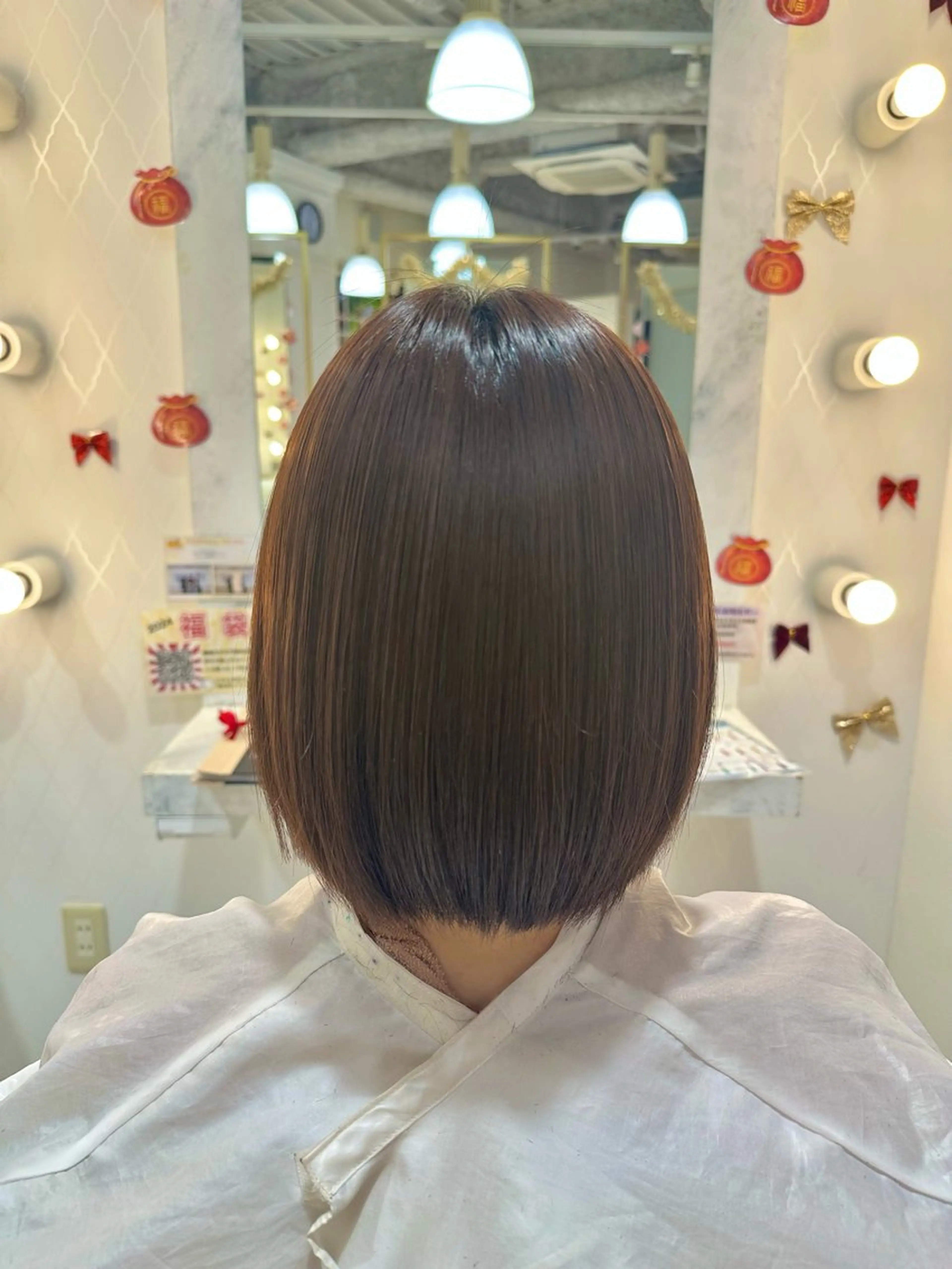 ミディアム パーマ ボブ 縮毛矯正 ヘアーメイクウィル野田阪神店所属・畑中 夢のヘアスタイル