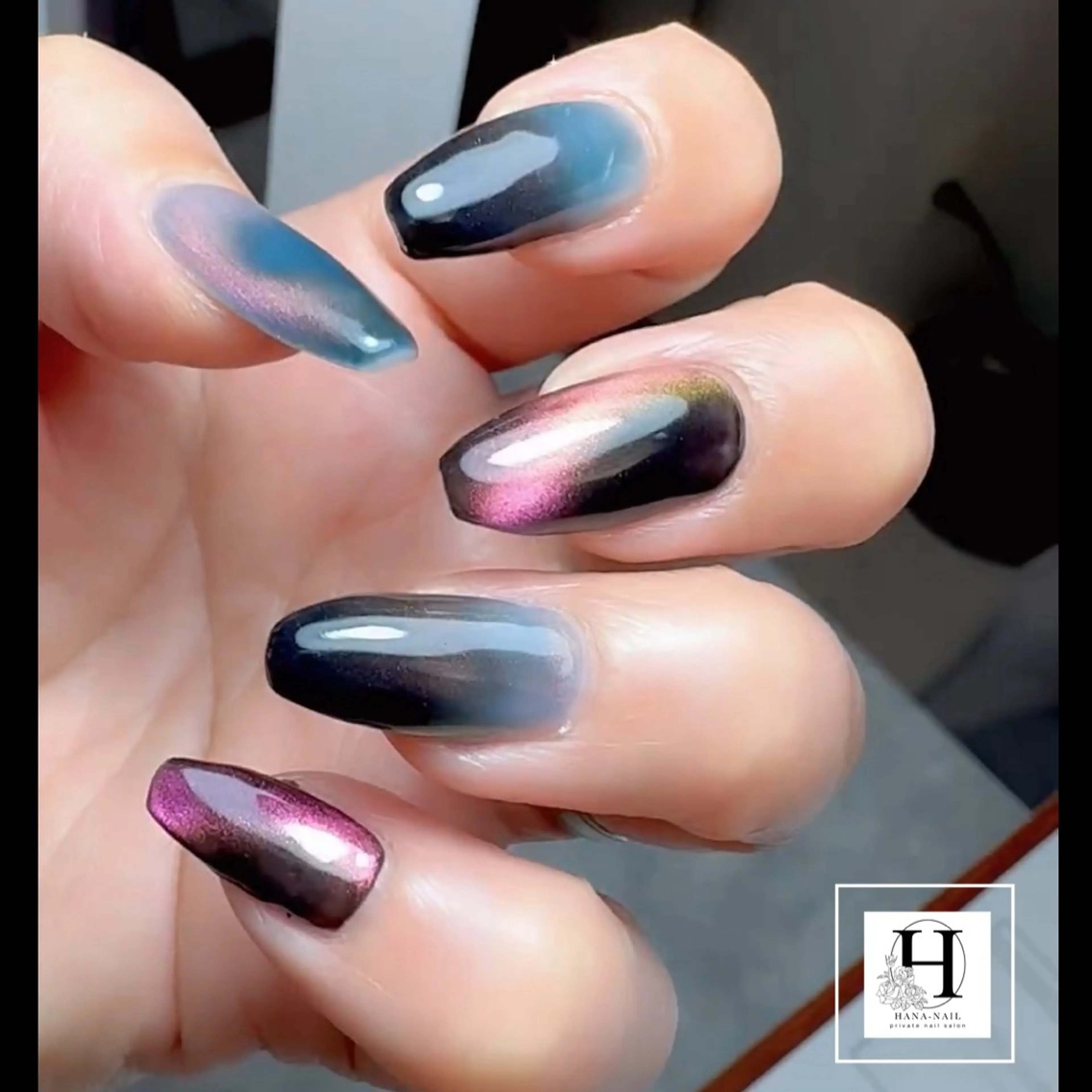 ネイル マグネットネイル マグネットワンカラー ワンカラーネイル HANA-NAILハナネイル福山所属・Kao hana-nailのネイルデザイン