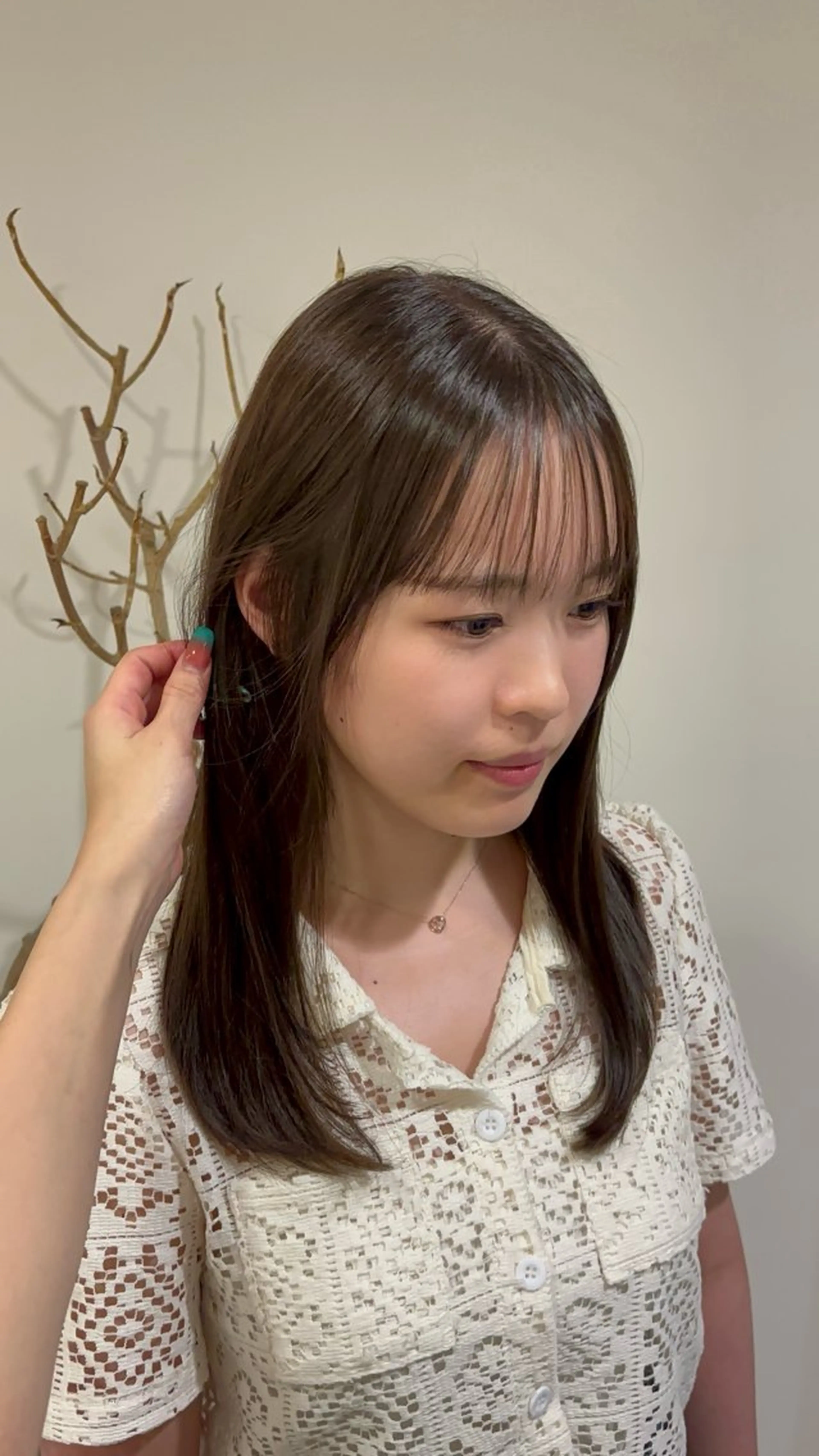 セミロング ケアカラー 髪質改善 ヘアカラー トリートメント CHAINON×FeM#所属・名駅/sHiHo/透 明感カラー✨🎀/のヘアスタイル