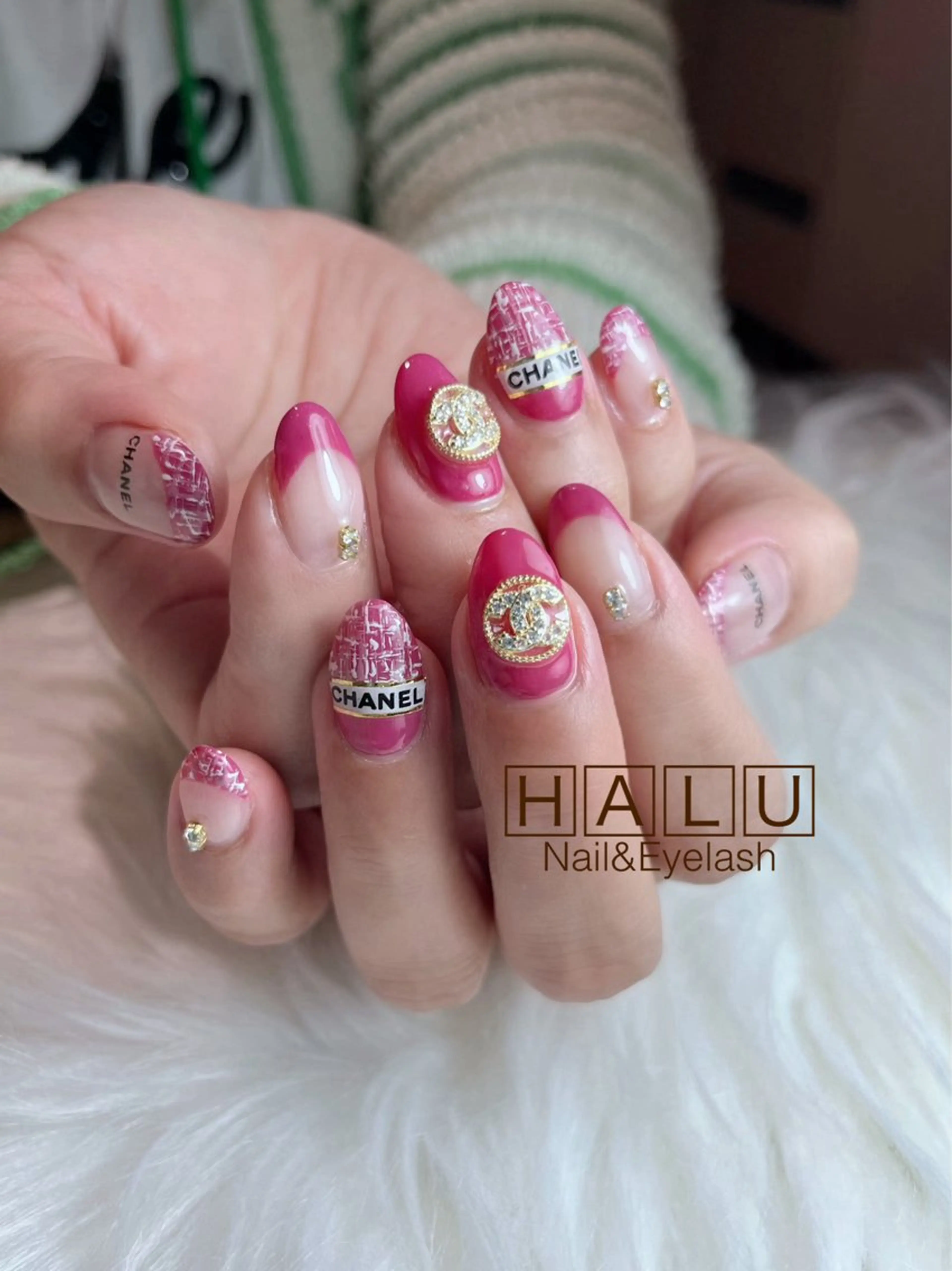 ネイル ピンク ツイードネイル HALU ハルのネイルデザイン