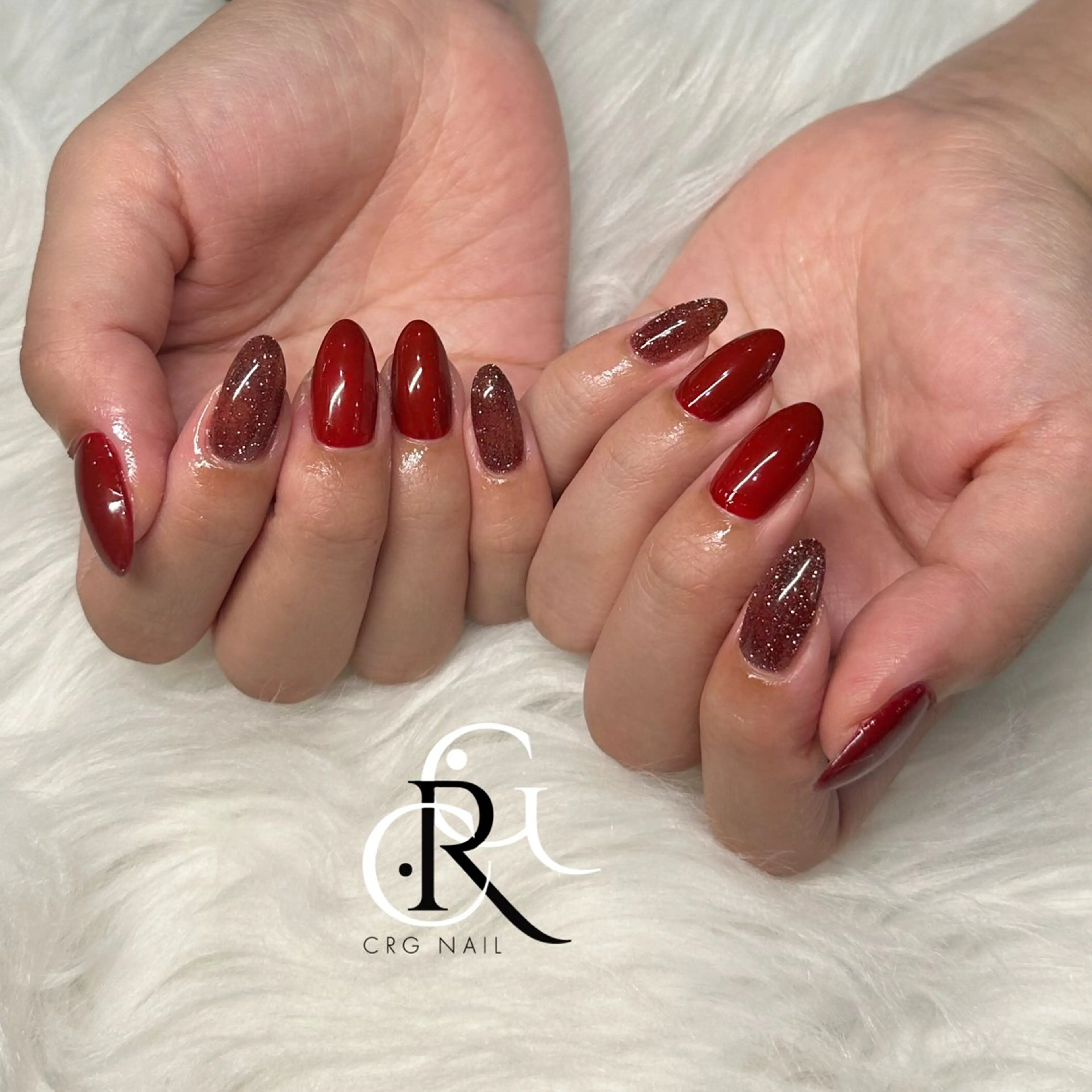 ネイル ボルドー フラッシュネイル ハンドネイル 美フォルム✨ CRG RURIのネイルデザイン