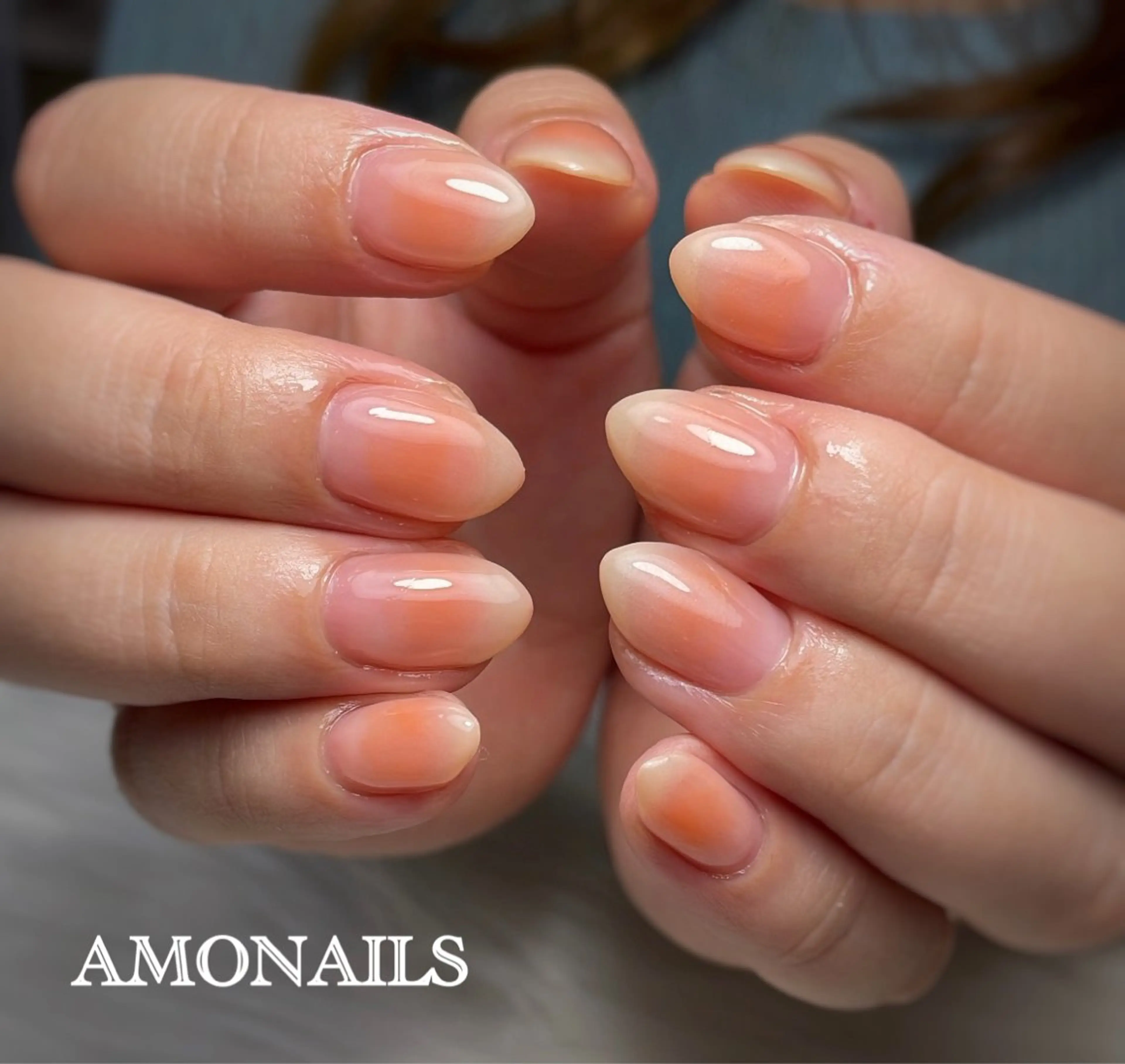 ネイル オレンジ シンプルネイル ハンドネイル フットネイル AMONAILS *.のネイルデザイン