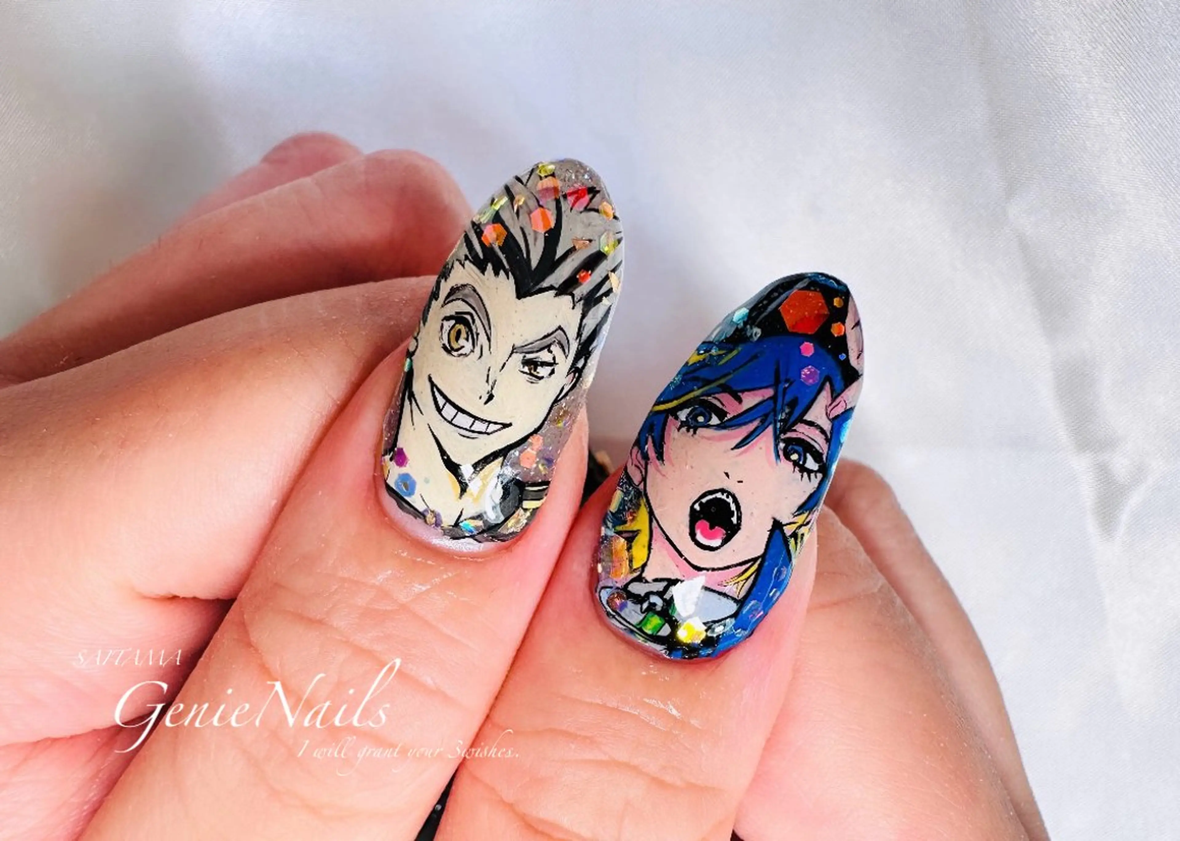メンズ ネイル アニマル柄 アートネイル 長さ出し ロングネイル 持ち込み Genie Nailsのネイルデザイン